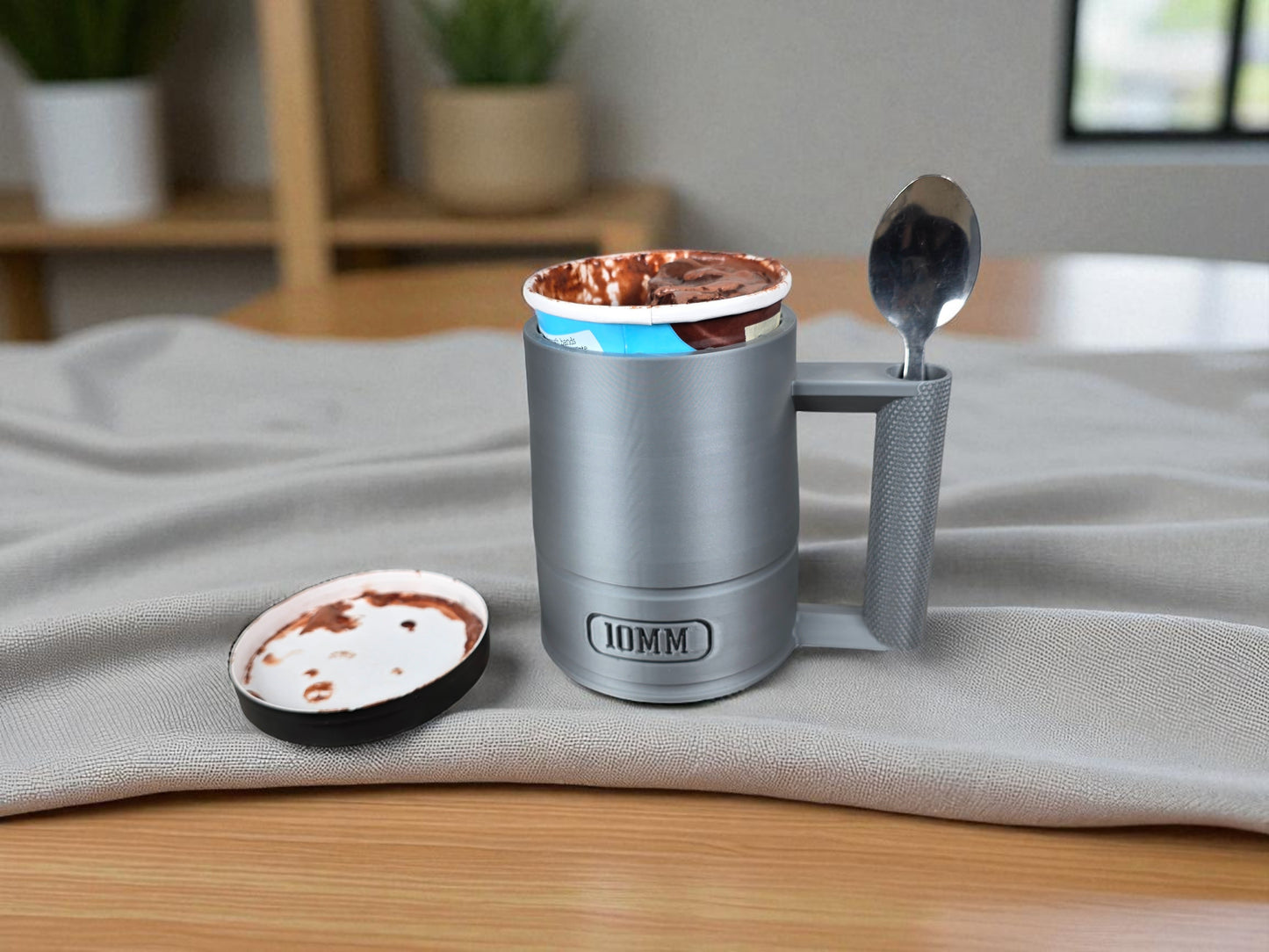 10mm Socket-Inspired Ice Cream Pint Holder ā 3D Printed with Grip Handle