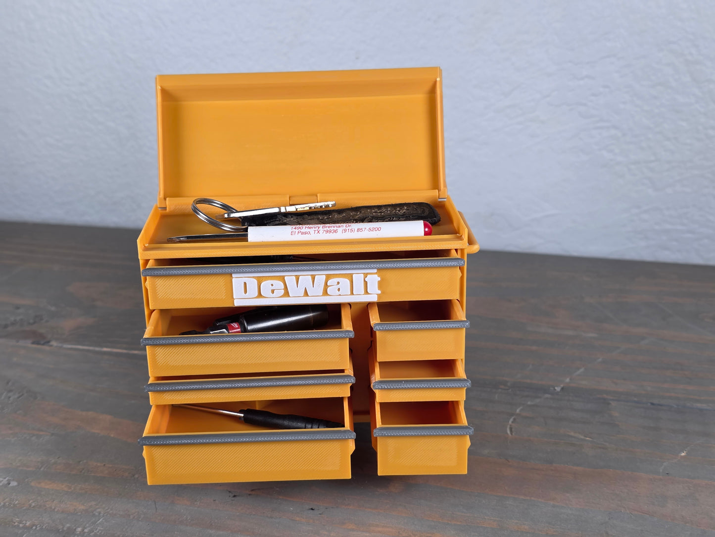 Mini DeWalt Inspired Tool Chest Desk Organizer – 3D Printed with Working Drawers