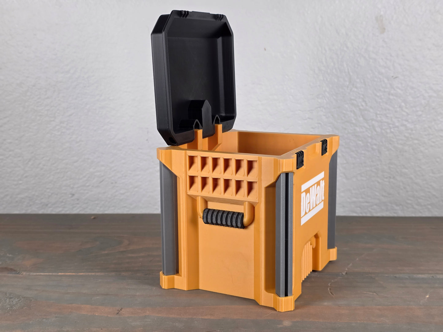 DeWalt-Inspired Mini Crate Desk Organizer 3D Printed Tool Box Style Compact & Convenient for Home Office Use