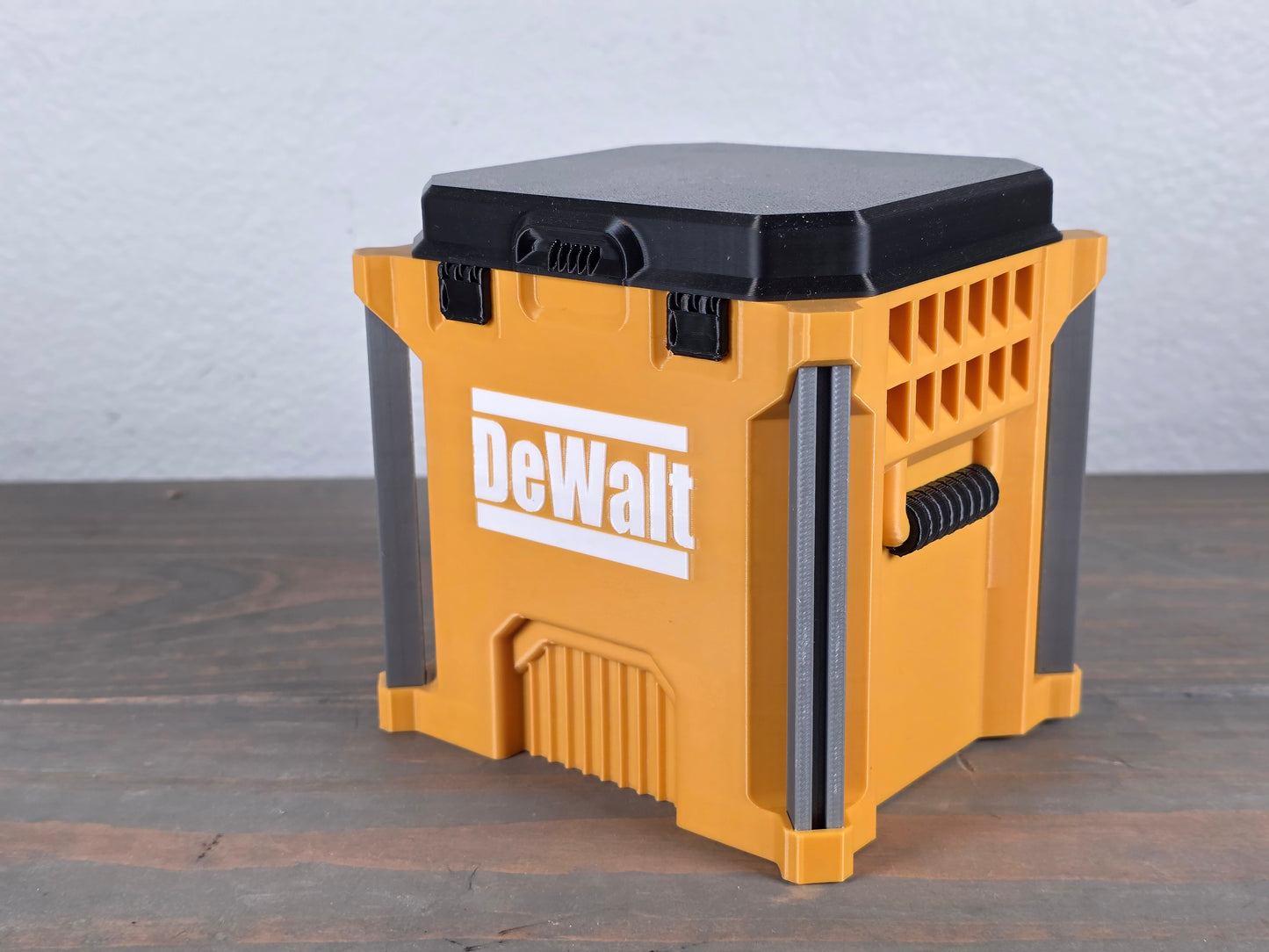 DeWalt-Inspired Mini Crate Desk Organizer 3D Printed Tool Box Style Compact & Convenient for Home Office Use