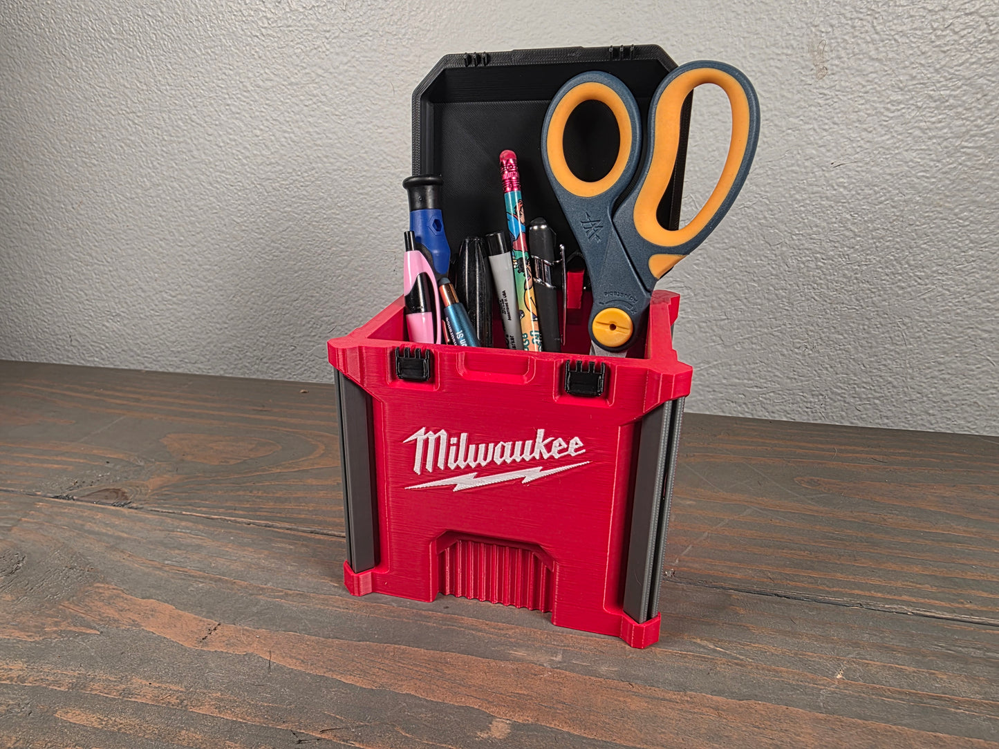 Milwaukee Tools 3D Printed Mini Packout Storage Box ā Compact Desk Caddy & Display Prop for Tools & Decor