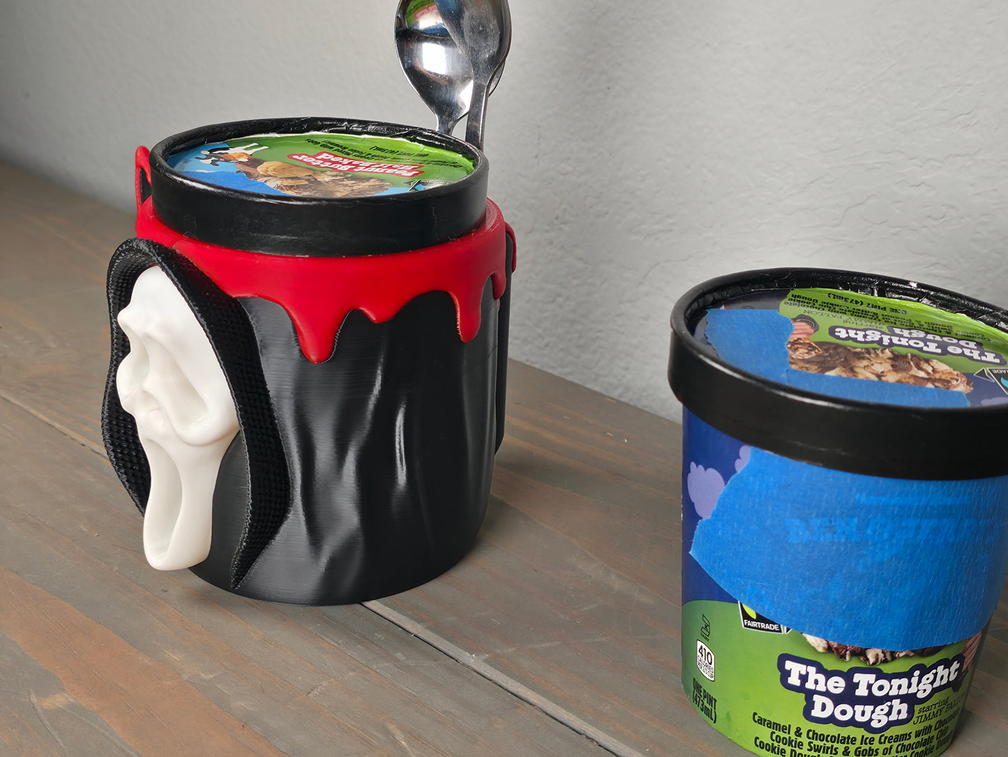 Horror Ghostface Ice Cream Pint Holder β Knife Handle & Spoon Slots