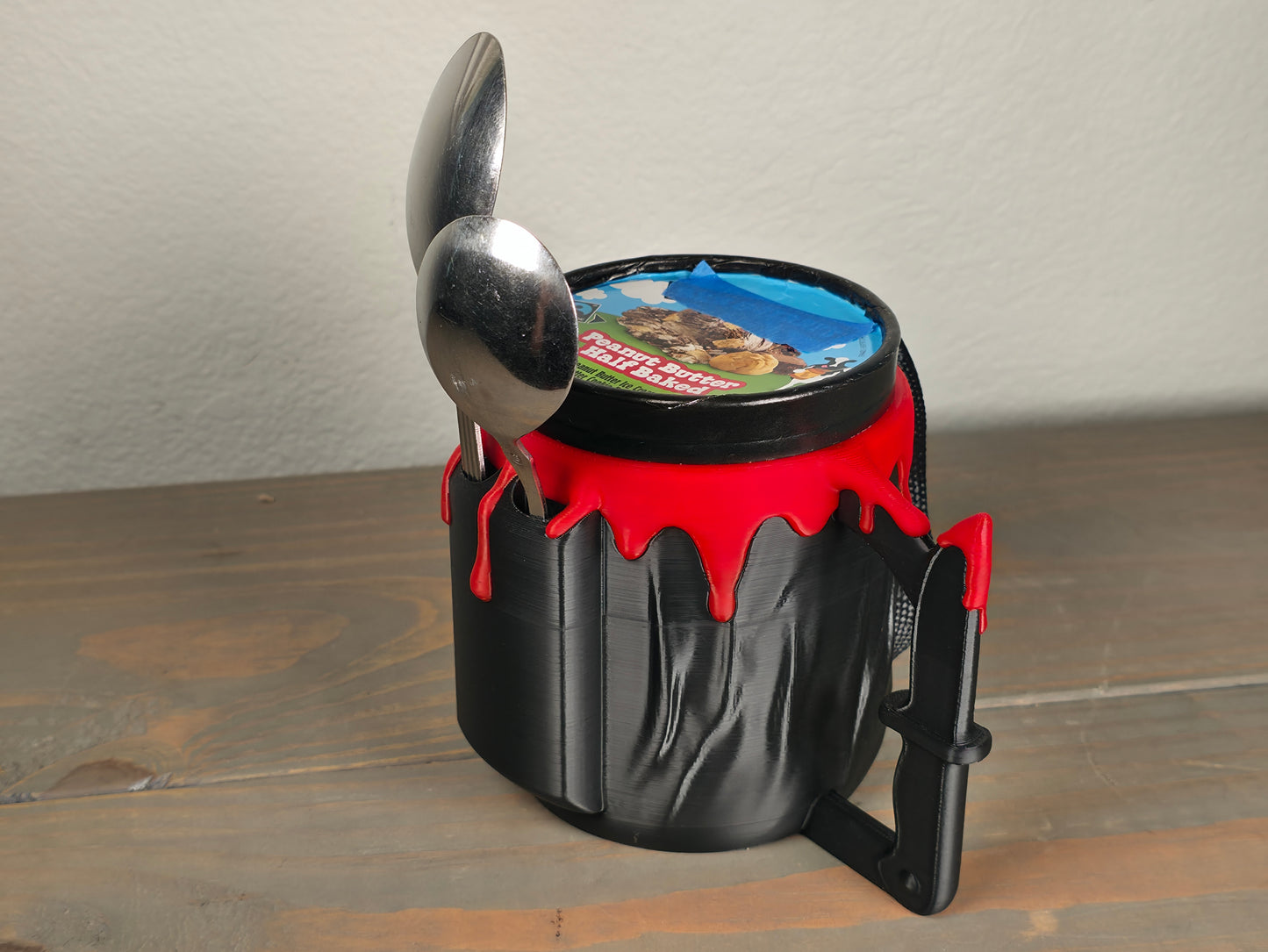 Horror Ghostface Ice Cream Pint Holder β Knife Handle & Spoon Slots