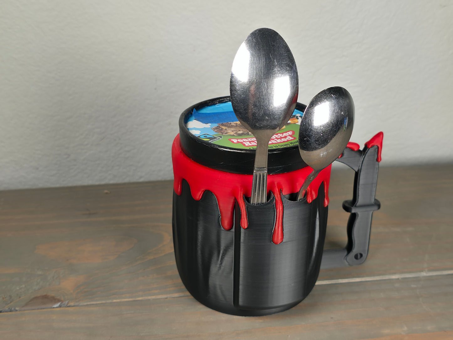 Horror Ghostface Ice Cream Pint Holder β Knife Handle & Spoon Slots
