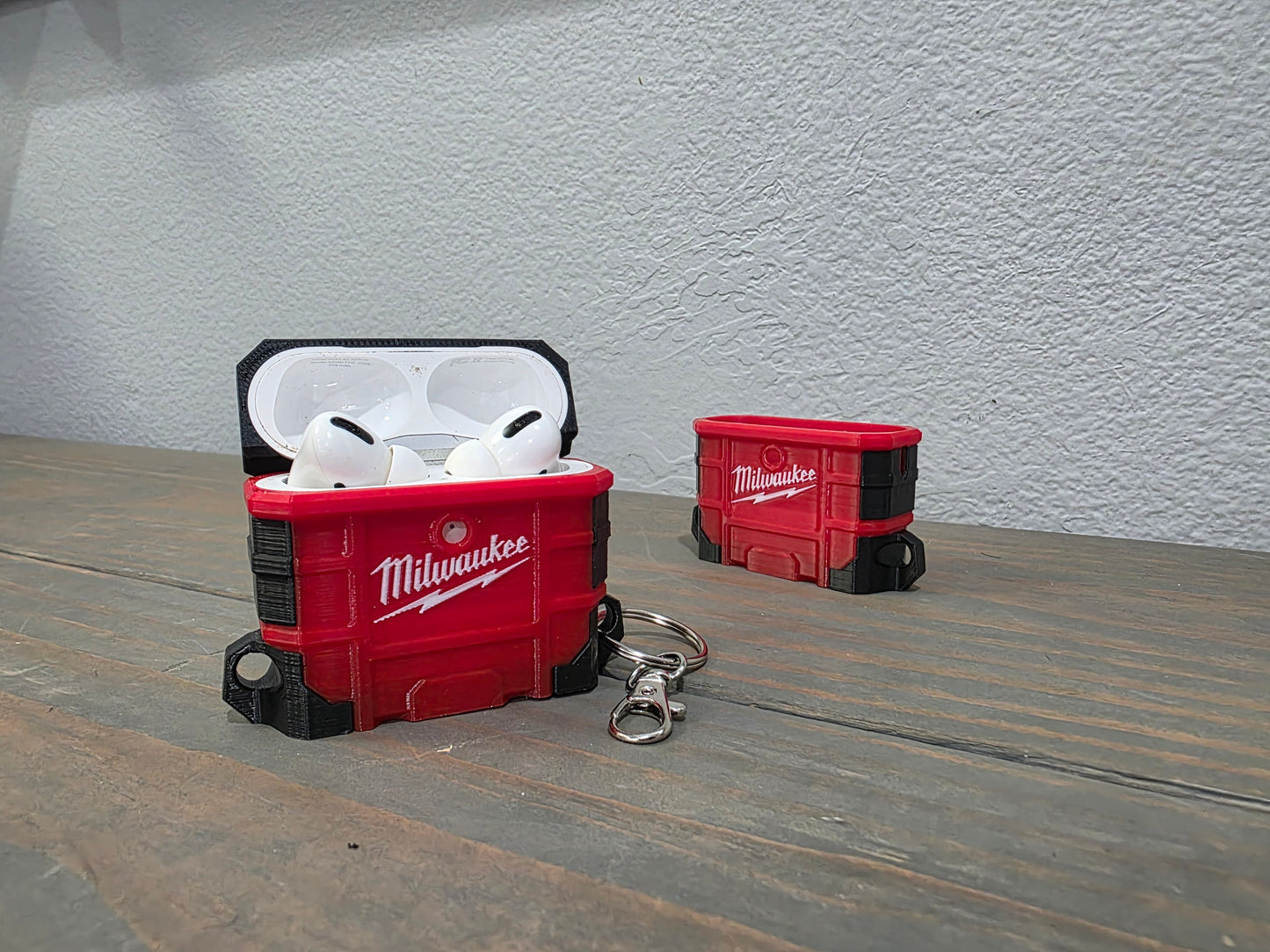 Milwaukee Inspired Packout Air Pods Pro Case - 3D Printed Tool Crate Style with Snap-Fit Lid & Keychain Loop for Air Pods Pro