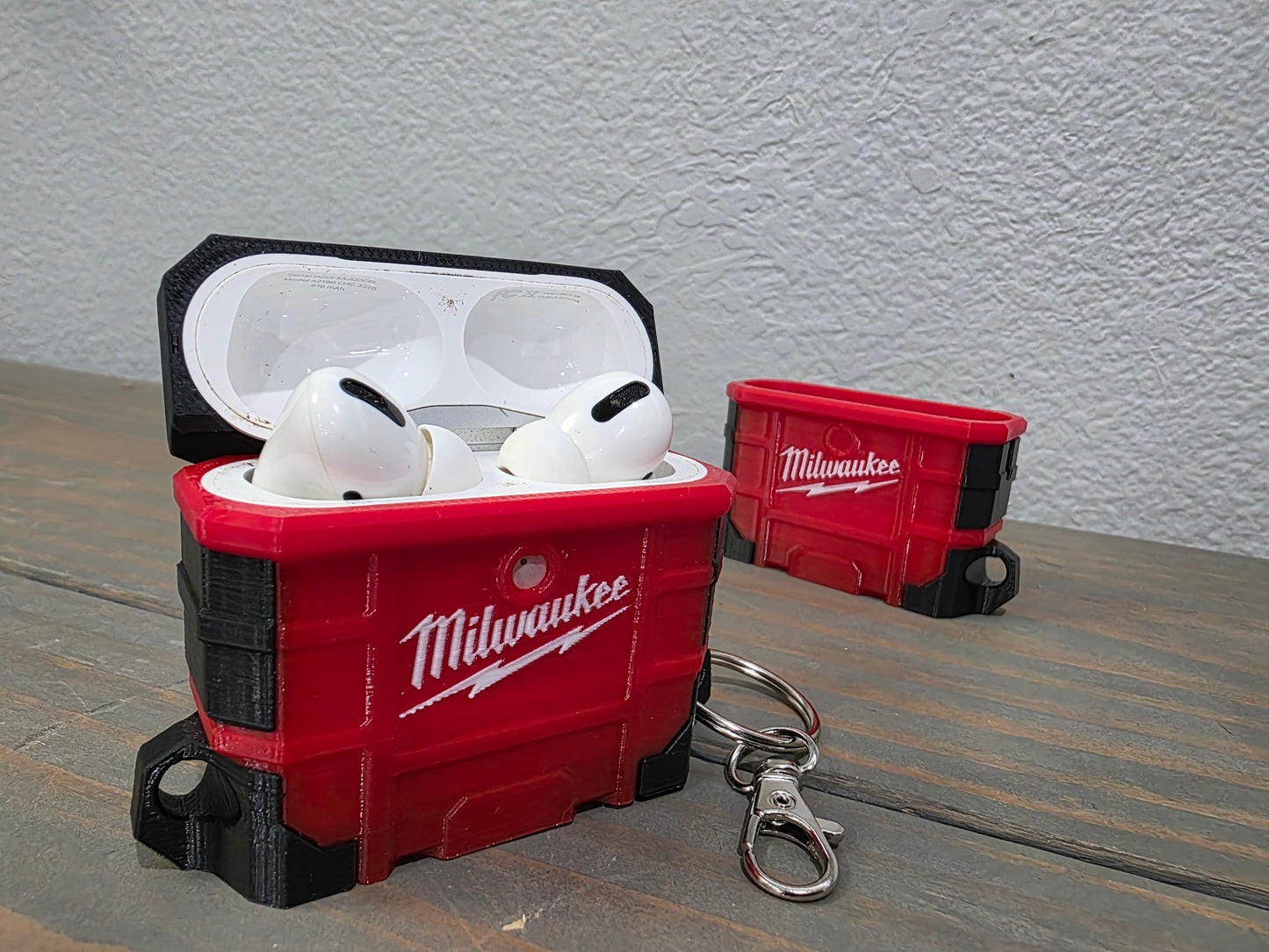 Milwaukee Inspired Packout Air Pods Pro Case - 3D Printed Tool Crate Style with Snap-Fit Lid & Keychain Loop for Air Pods Pro
