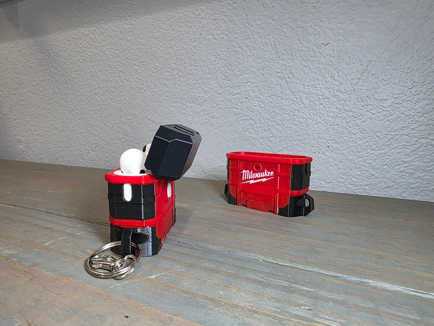 Milwaukee Inspired Packout Air Pods Pro Case - 3D Printed Tool Crate Style with Snap-Fit Lid & Keychain Loop for Air Pods Pro