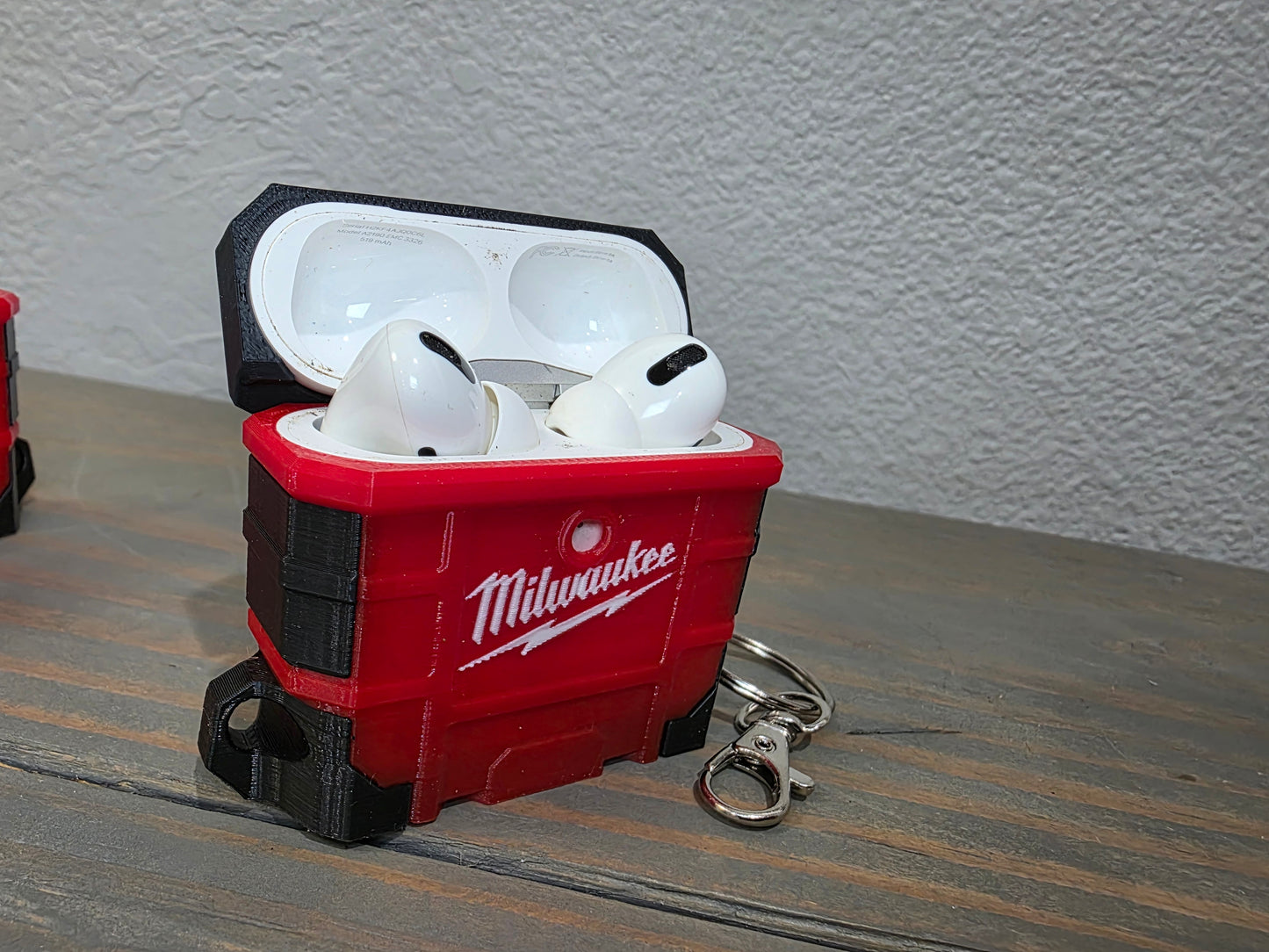 Milwaukee Inspired Packout Air Pods Pro Case - 3D Printed Tool Crate Style with Snap-Fit Lid & Keychain Loop for Air Pods Pro
