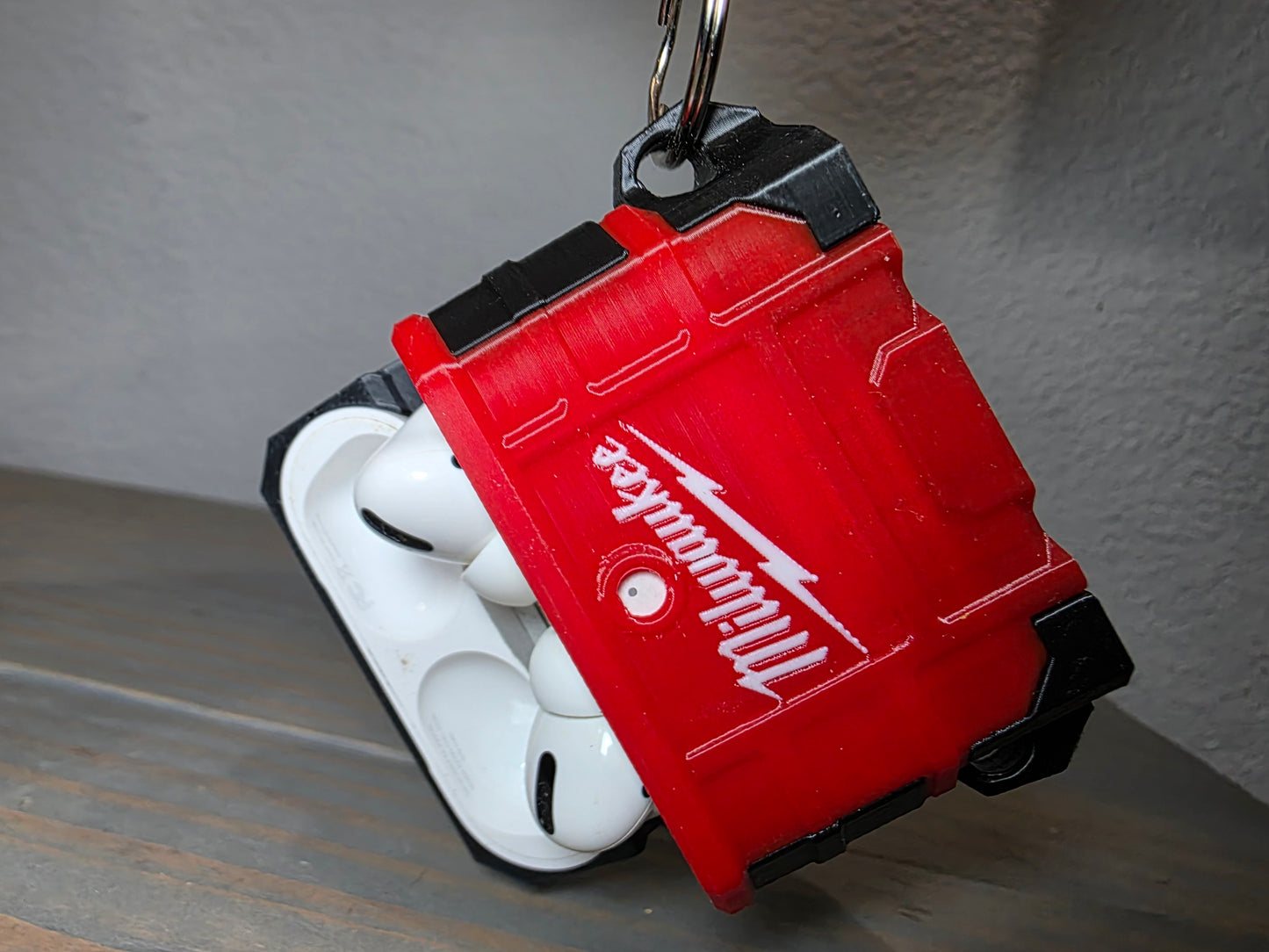 Milwaukee Inspired Packout Air Pods Pro Case - 3D Printed Tool Crate Style with Snap-Fit Lid & Keychain Loop for Air Pods Pro