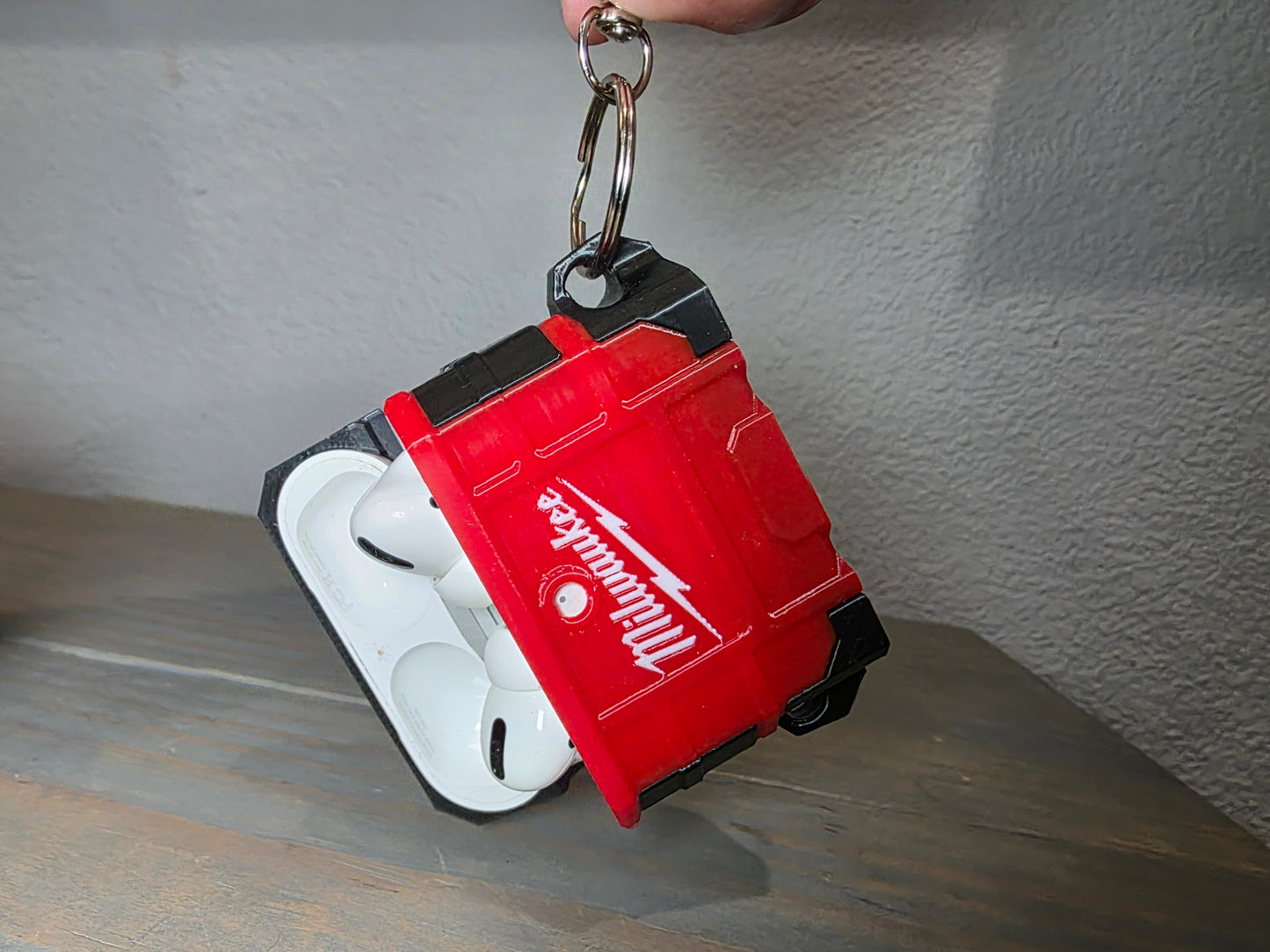 Milwaukee Inspired Packout Air Pods Pro Case - 3D Printed Tool Crate Style with Snap-Fit Lid & Keychain Loop for Air Pods Pro