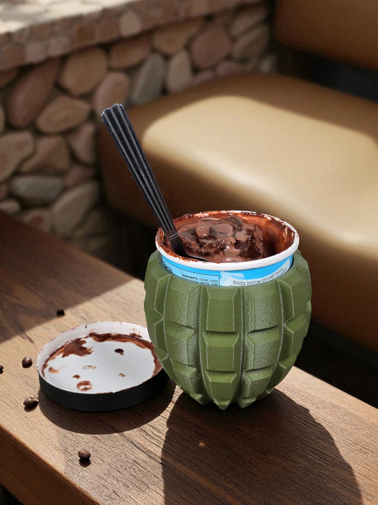 Grenade Ice Cream Pint Holder – 3D Printed Tactical Dessert Armor