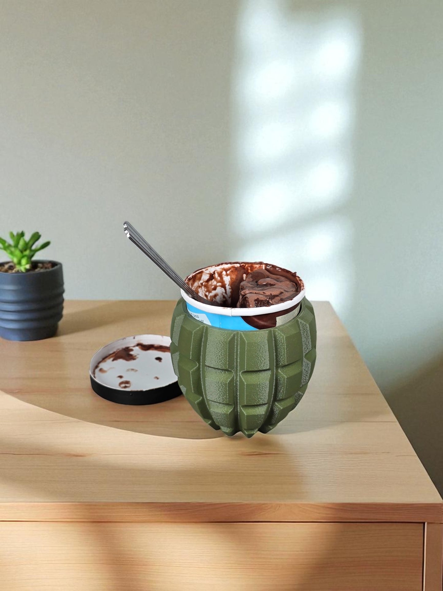 Grenade Ice Cream Pint Holder – 3D Printed Tactical Dessert Armor