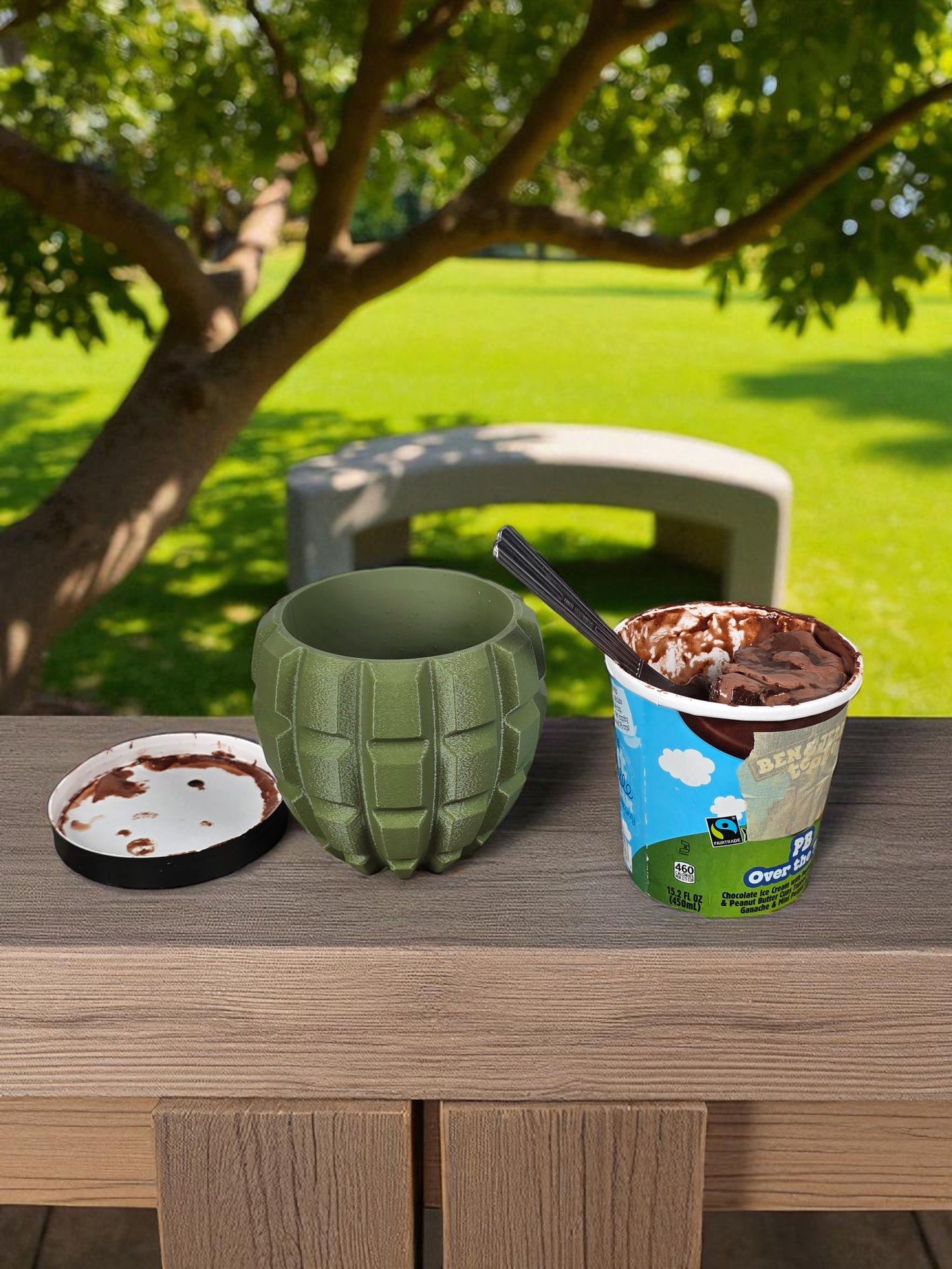 Grenade Ice Cream Pint Holder – 3D Printed Tactical Dessert Armor