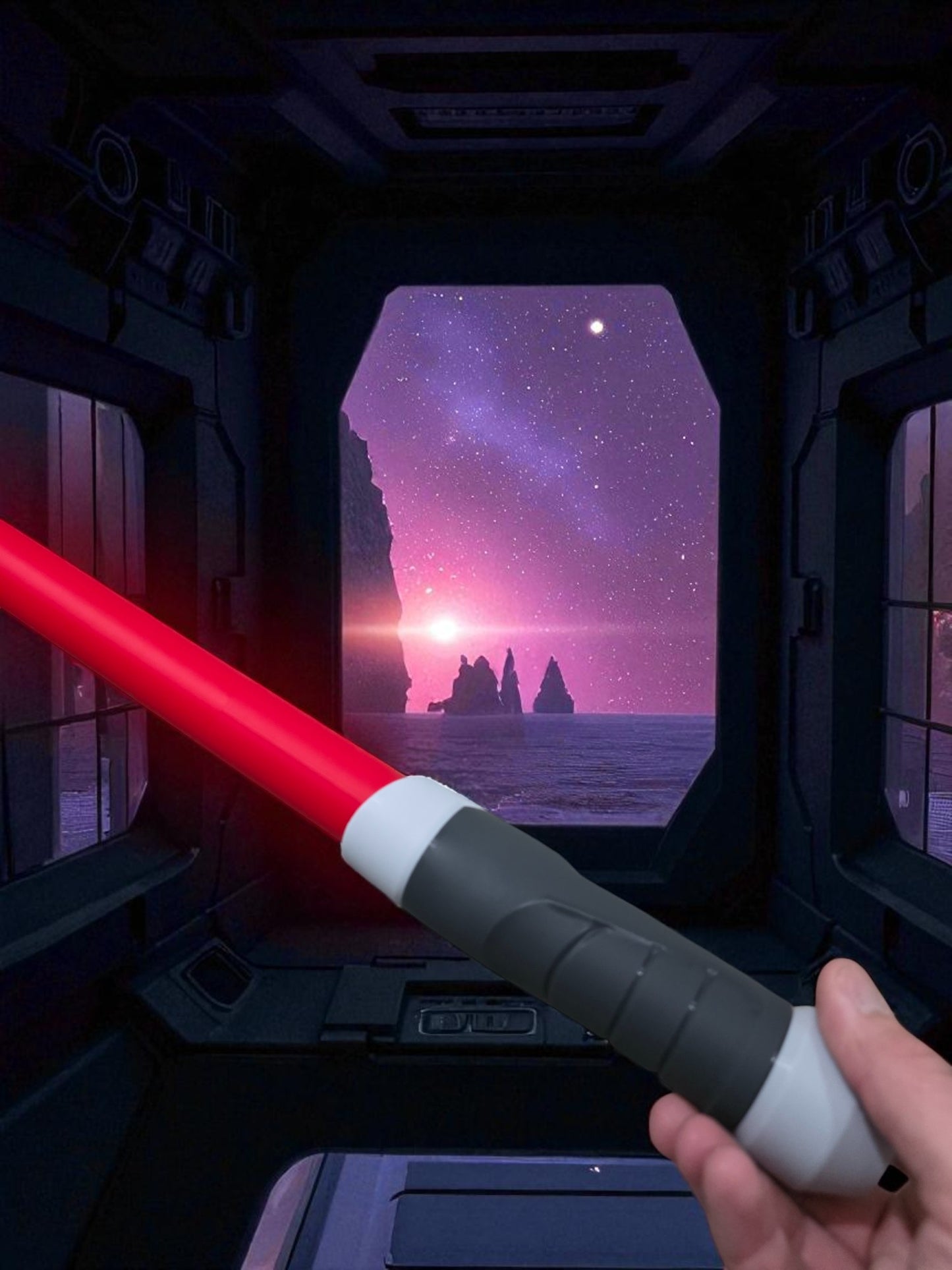 3D-Printed Red Saber Fantasy Prop | 16" Cosplay & Collectible Display