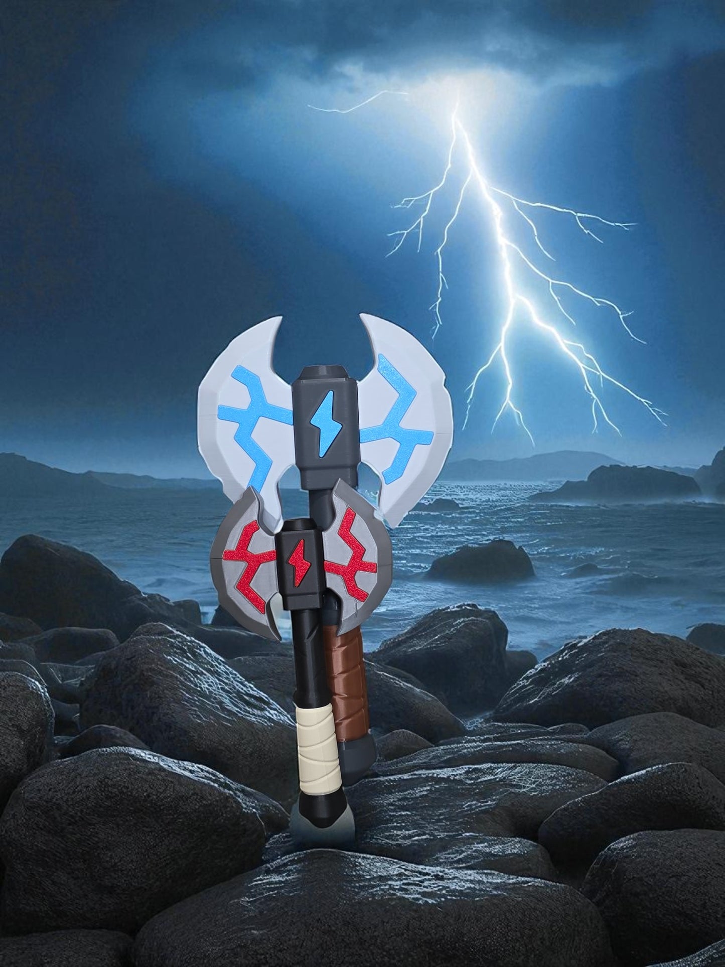 3D-Printed Stormcleaver Fantasy Axe Prop | 12" Cosplay & Collectible Display