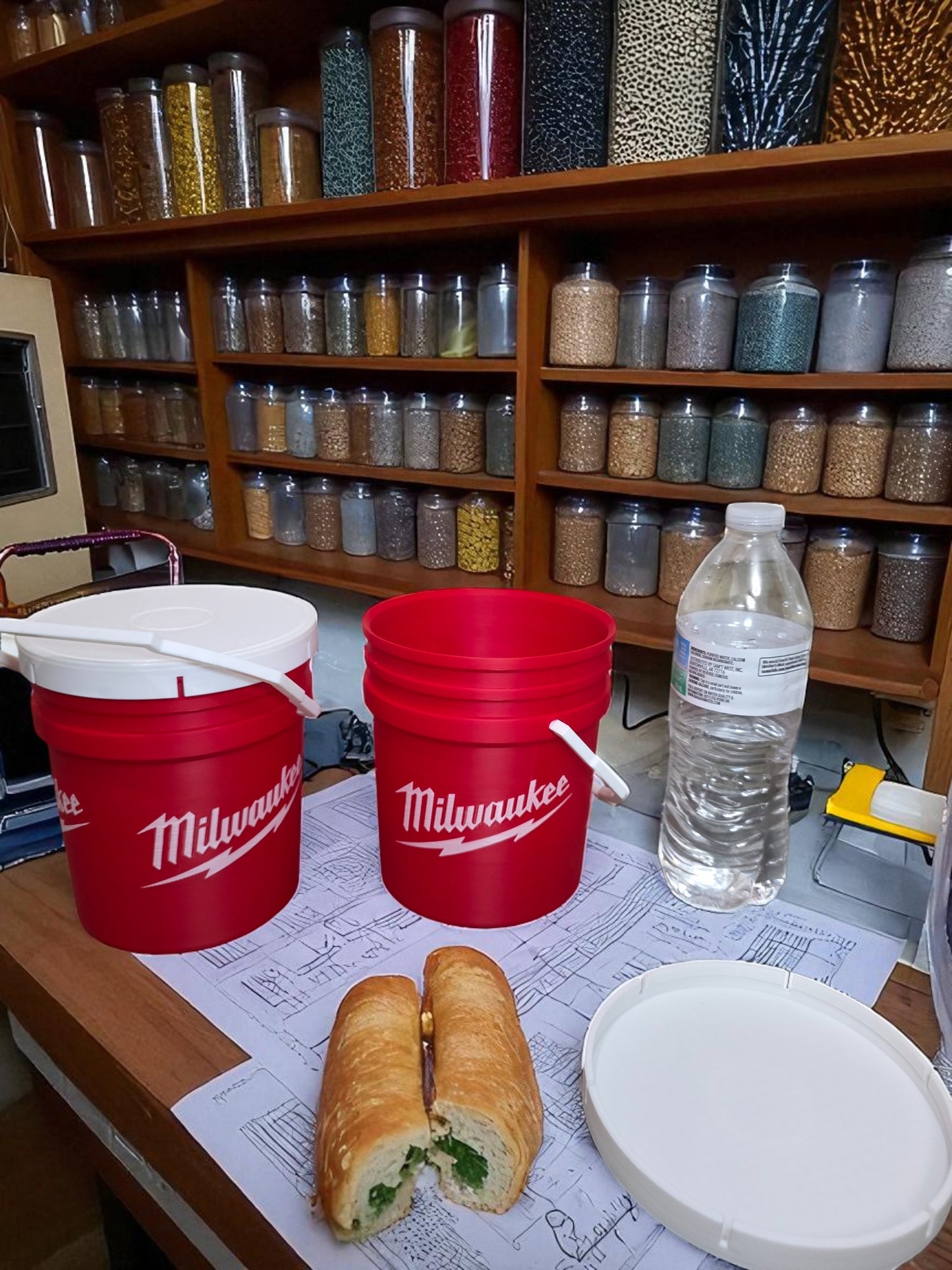 3D-Printed Milwaukee-Inspired Mini Bucket with Lid | Desk & Shop Storage