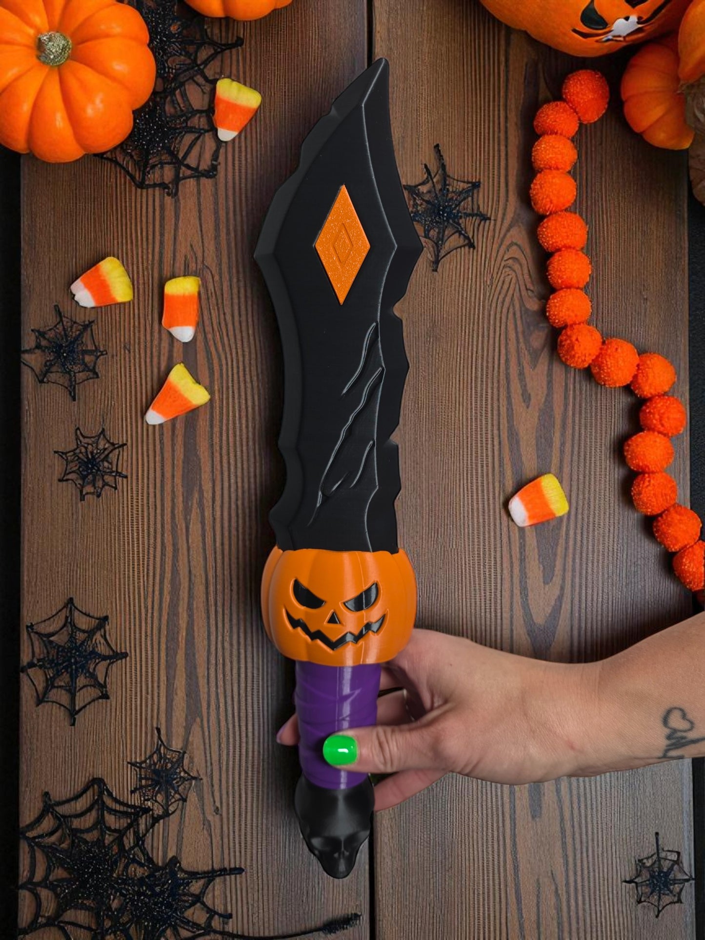 3D-Printed Halloween Pumpkin Dagger Prop | Cosplay & Collectible Display