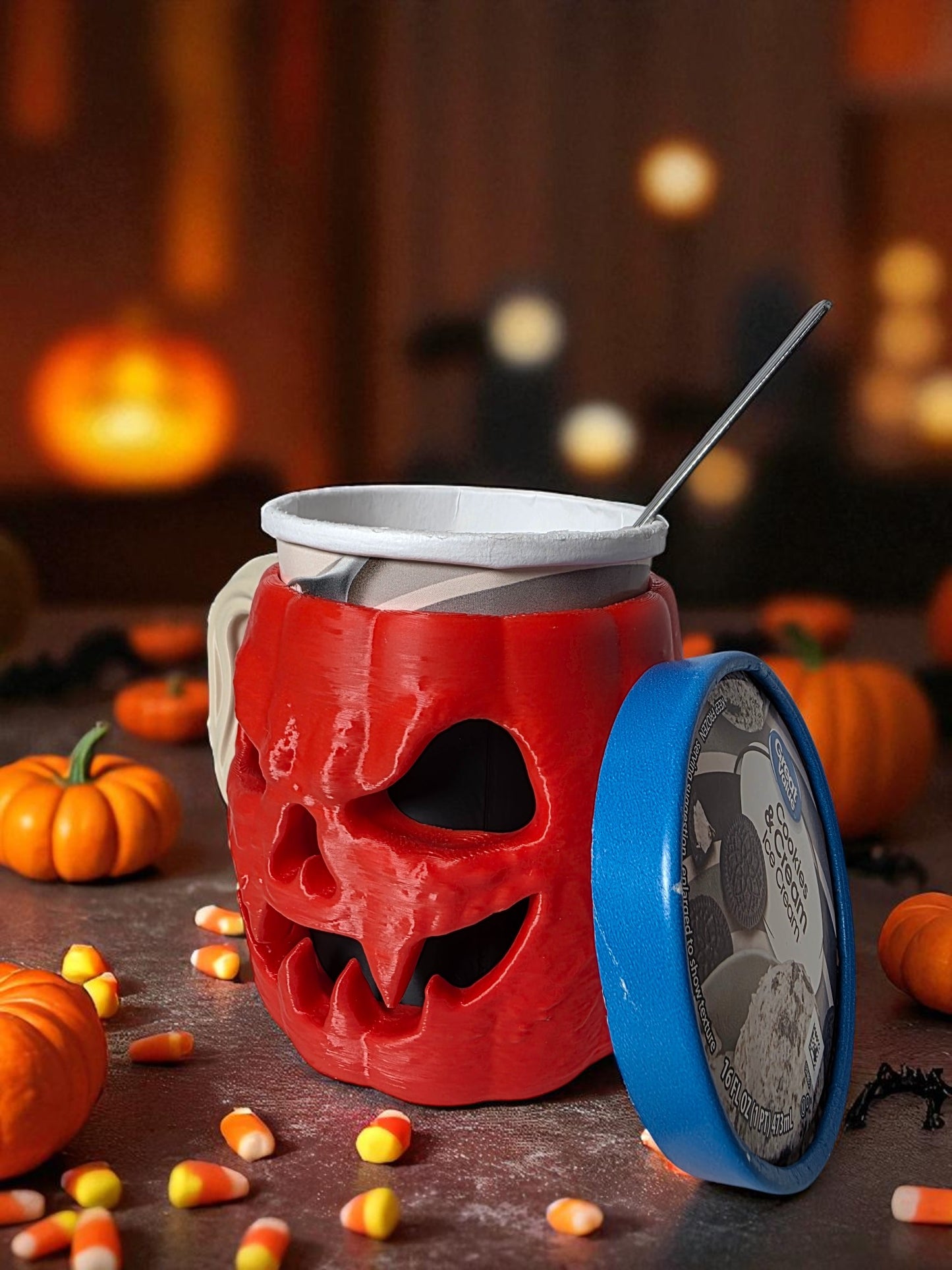 3D-Printed Pumpkin Ice Cream Pint Holder | Halloween Collectible