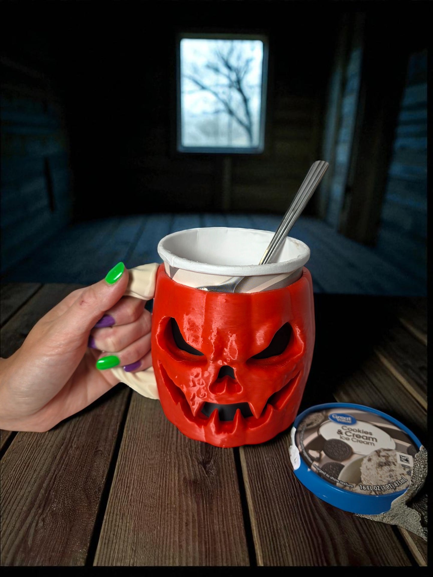 3D-Printed Pumpkin Ice Cream Pint Holder | Halloween Collectible