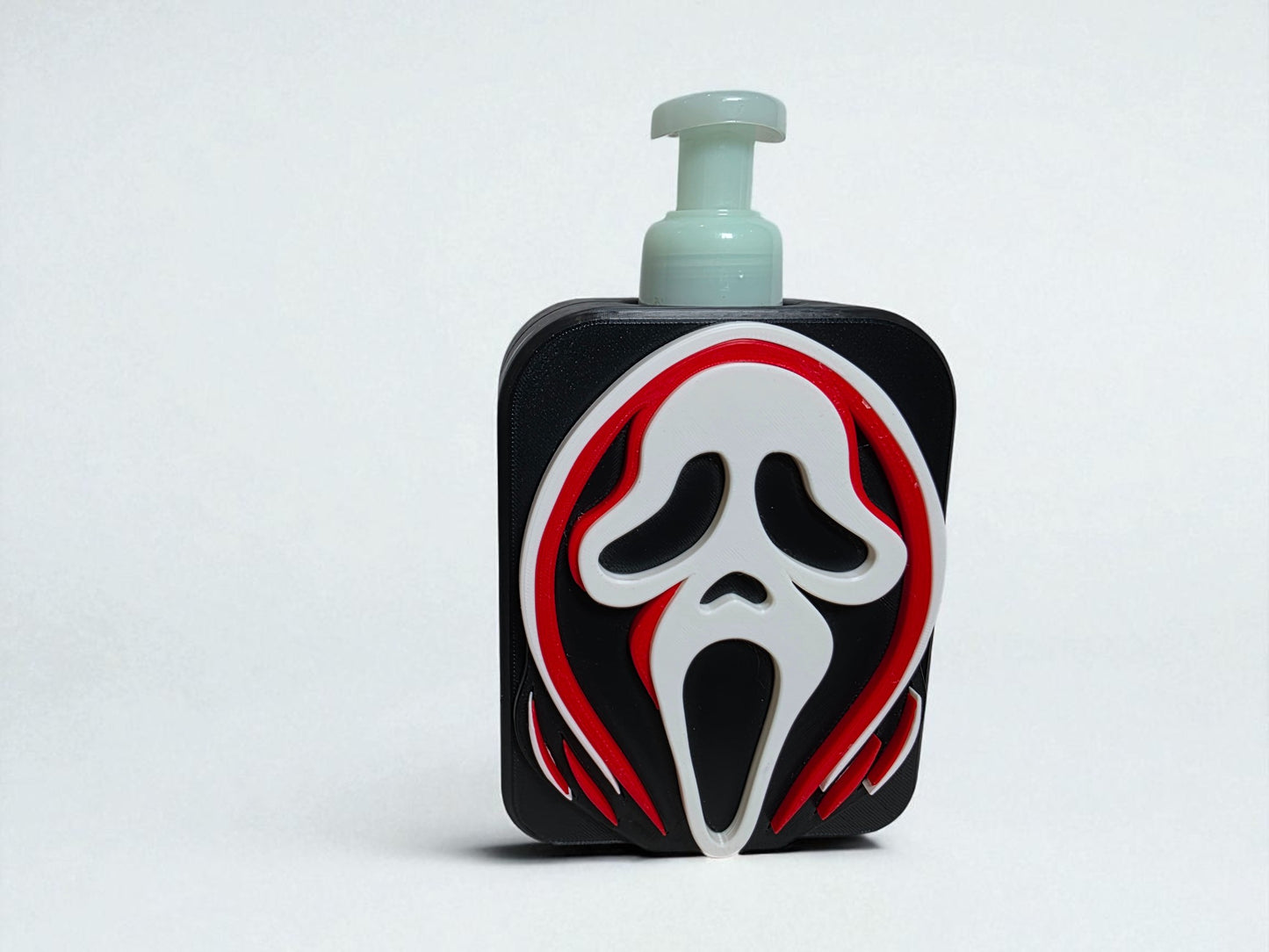 3D-Printed Ghostface Soap Dispenser Cover | Horror Fan Halloween Bathroom Decor