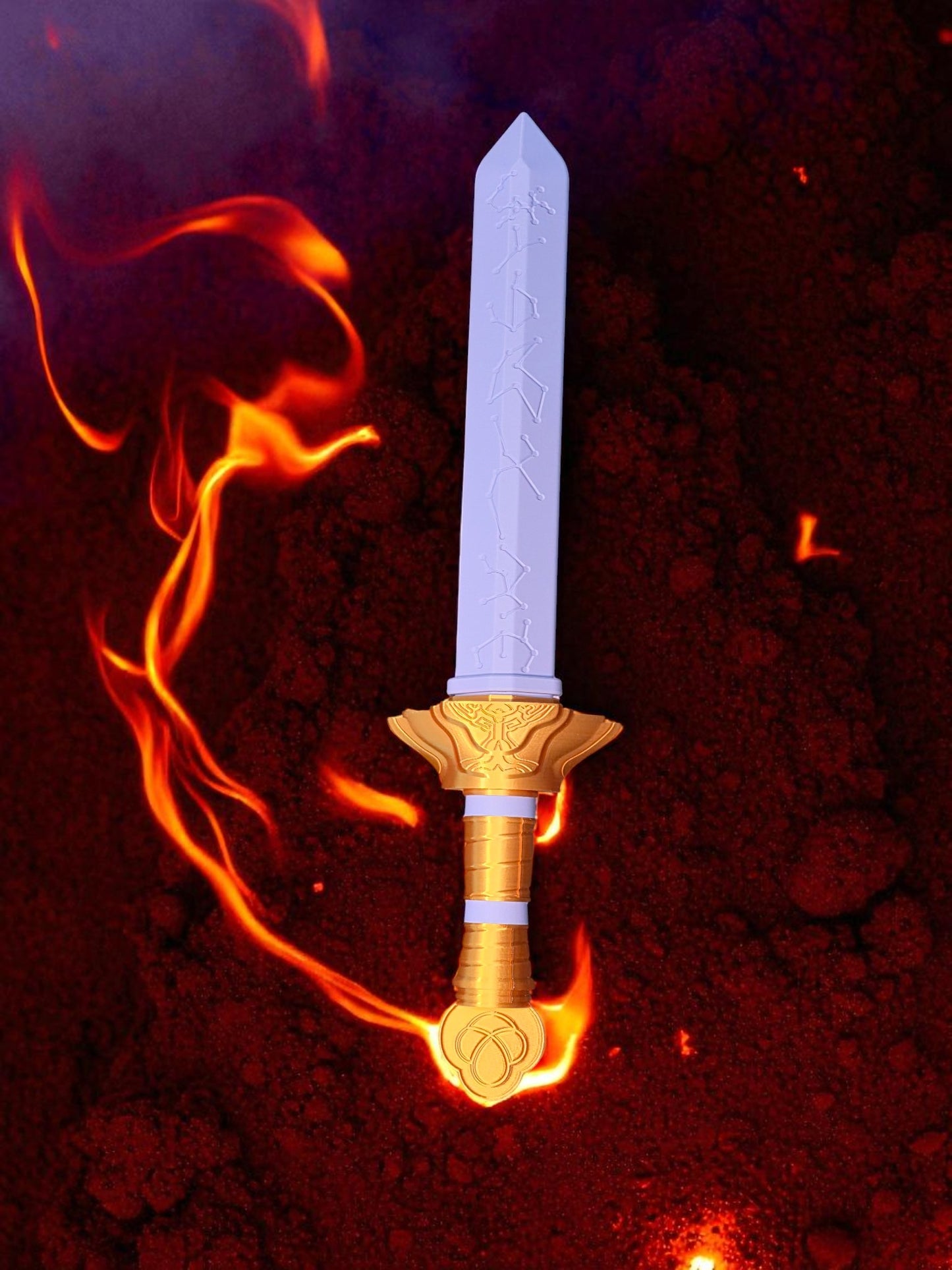 K-Pop Demon Hunter Rumi Sword | 3D Printed Fantasy Sword | Purple & Gold Display Prop | Cosplay or Room Decor