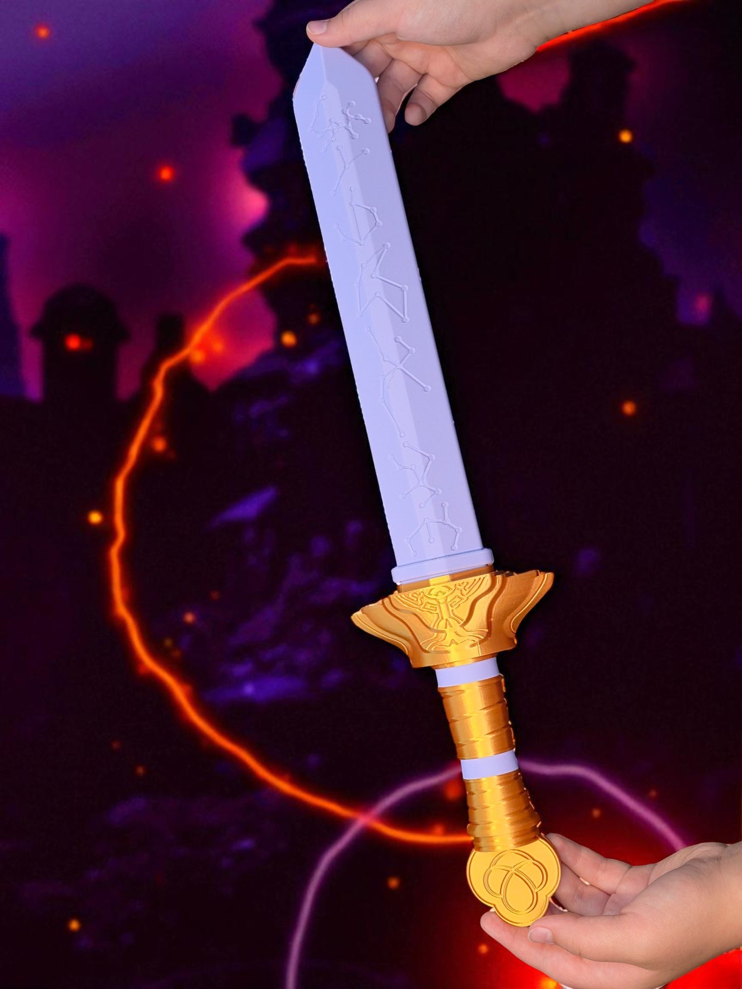 K-Pop Demon Hunter Rumi Sword | 3D Printed Fantasy Sword | Purple & Gold Display Prop | Cosplay or Room Decor