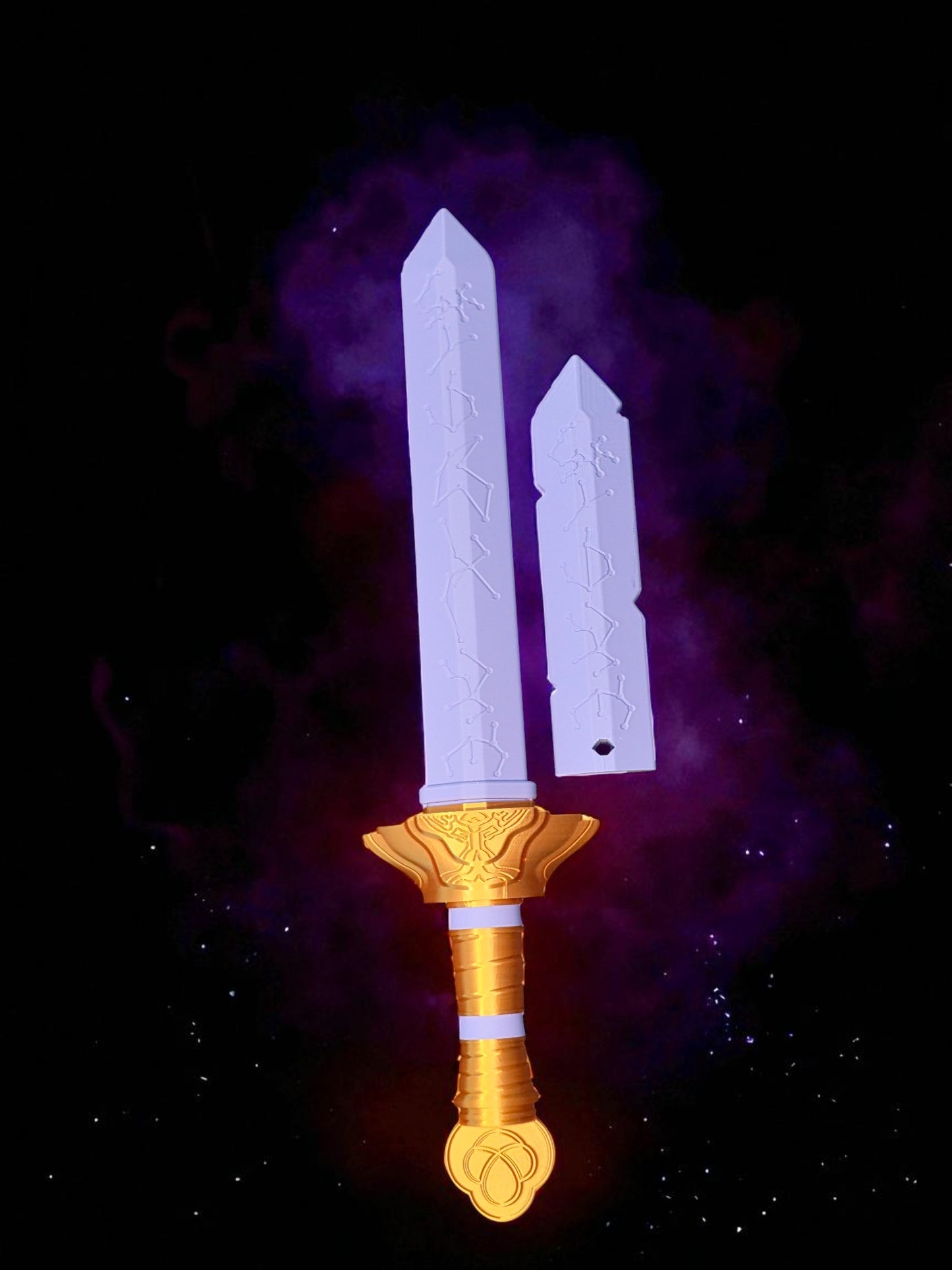 K-Pop Demon Hunter Rumi Sword | 3D Printed Fantasy Sword | Purple & Gold Display Prop | Cosplay or Room Decor