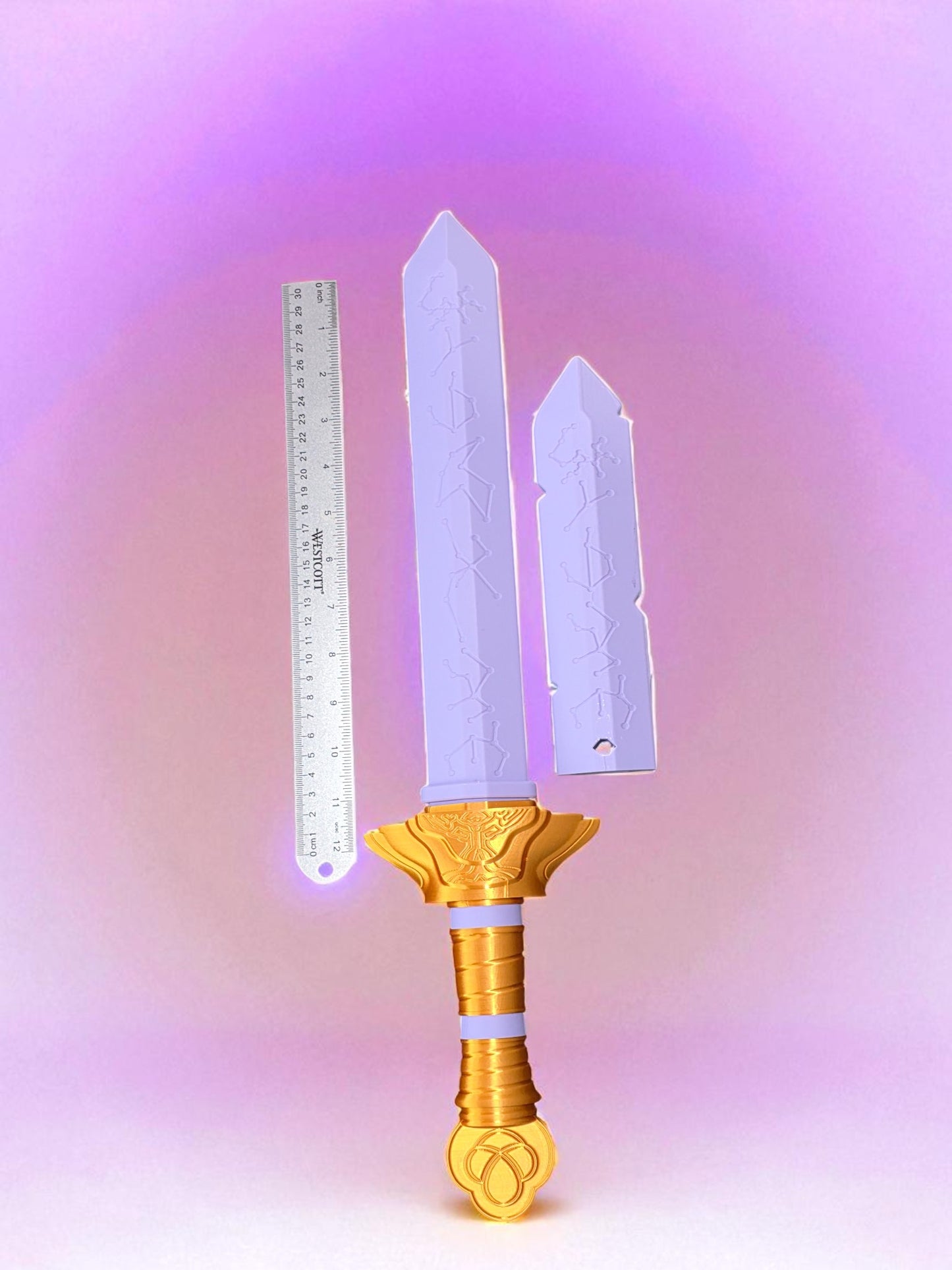K-Pop Demon Hunter Rumi Sword | 3D Printed Fantasy Sword | Purple & Gold Display Prop | Cosplay or Room Decor