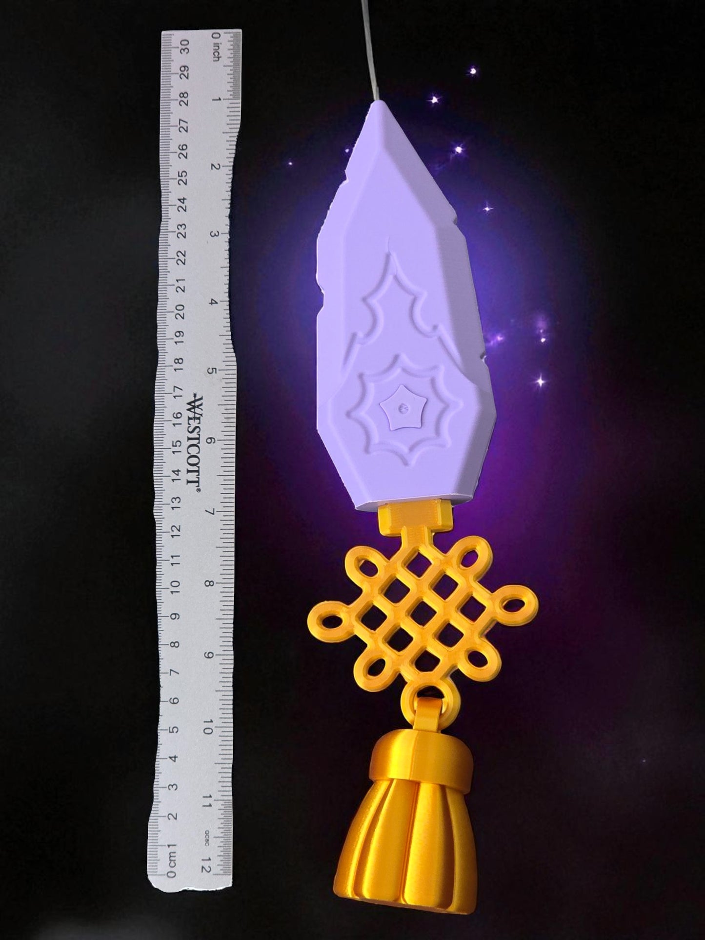 K-Pop Demon Hunter Zoey’s Dagger | 3D Printed Fantasy Collectible | Purple & Gold Display Prop | 12" Cosplay or Room Decor