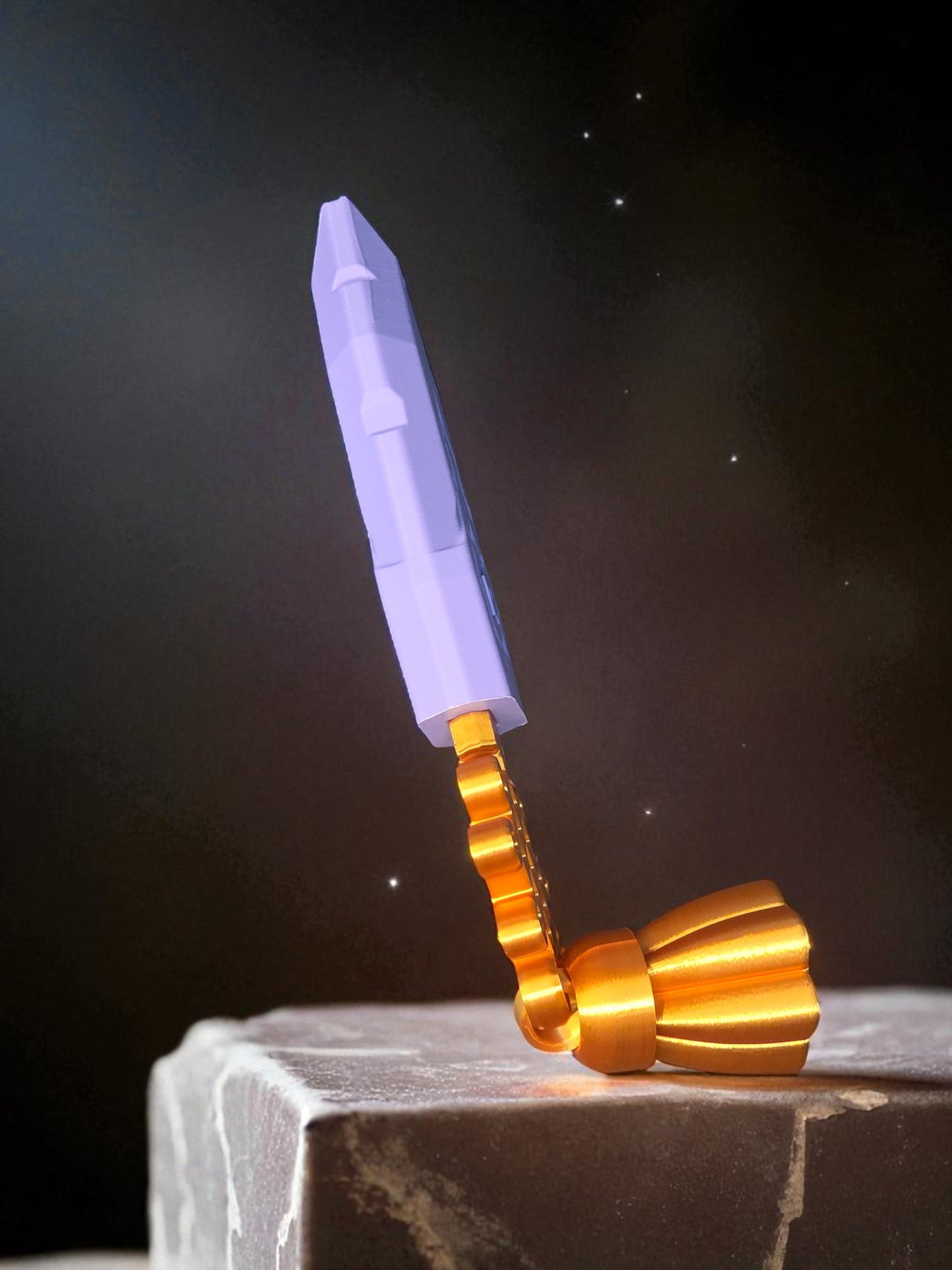 K-Pop Demon Hunter Zoey’s Dagger | 3D Printed Fantasy Collectible | Purple & Gold Display Prop | 12" Cosplay or Room Decor