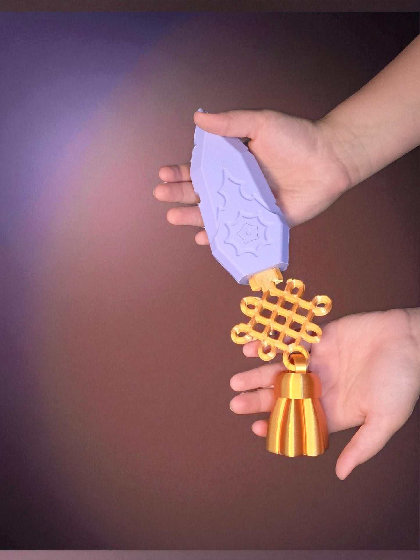 K-Pop Demon Hunter Zoey’s Dagger | 3D Printed Fantasy Collectible | Purple & Gold Display Prop | 12" Cosplay or Room Decor