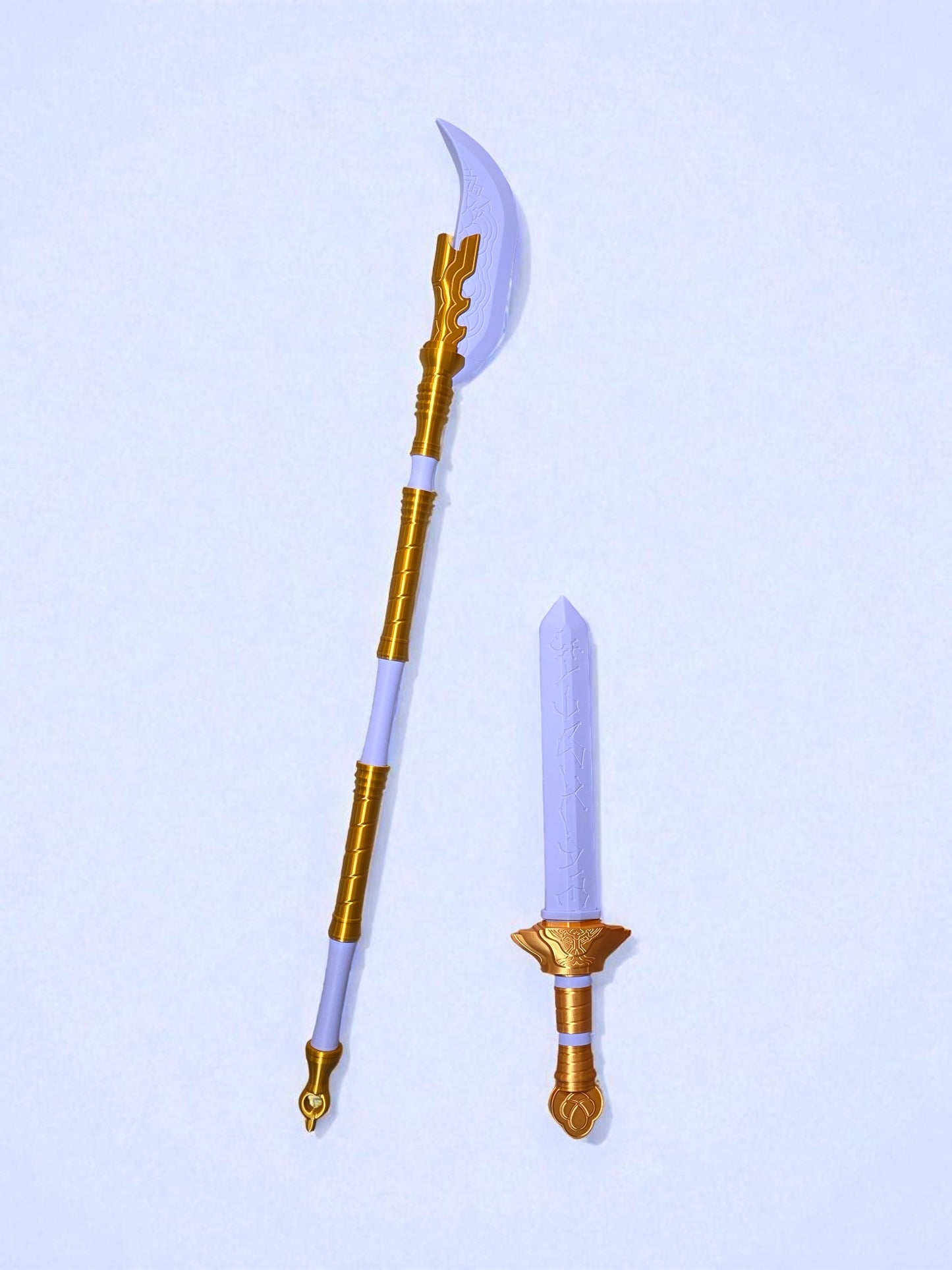 K-Pop Demon Hunter Mira Glaive | 3D Printed Fantasy Cosplay Weapon | XL 38" or LRG 27" | Purple & Gold Collectible Prop