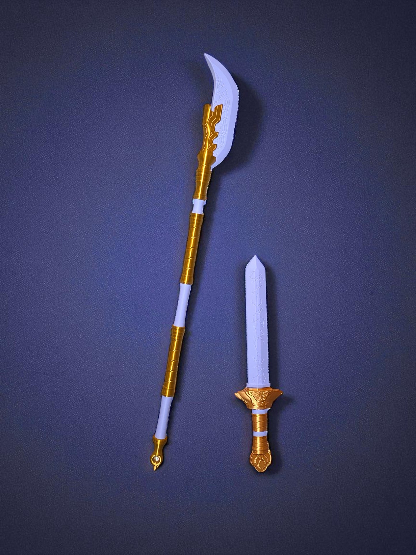 K-Pop Demon Hunter Mira Glaive | 3D Printed Fantasy Cosplay Weapon | XL 38" or LRG 27" | Purple & Gold Collectible Prop