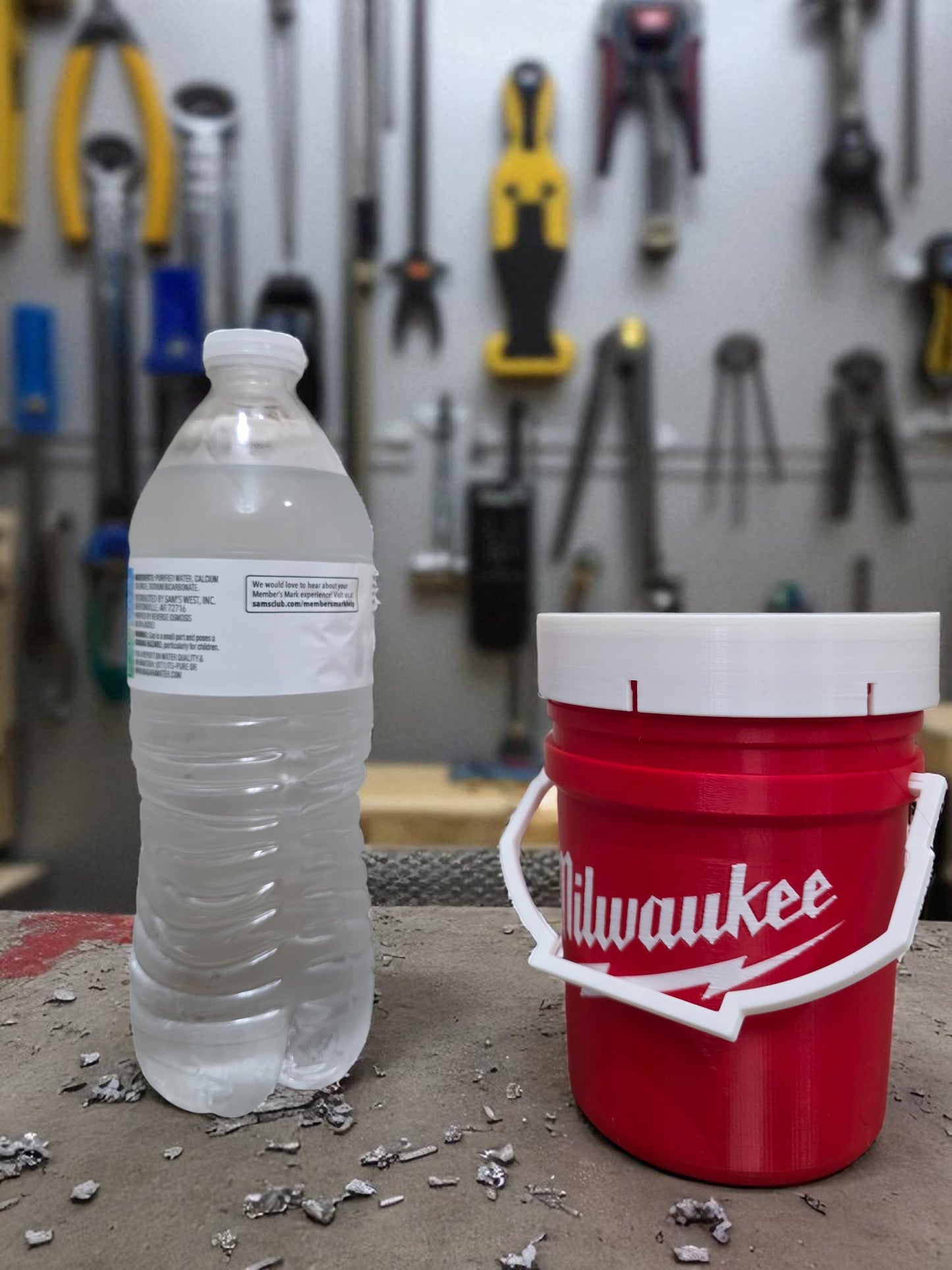 Milwaukee-Style Mini Bucket Koozy with Lid 3D Printed Drink Holder Funny Tool Fan Gift for Milwaukee Enthusiasts