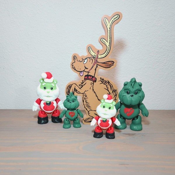 Grinch Bear that Cares 3D Printed Grinchmas Gift Figurine