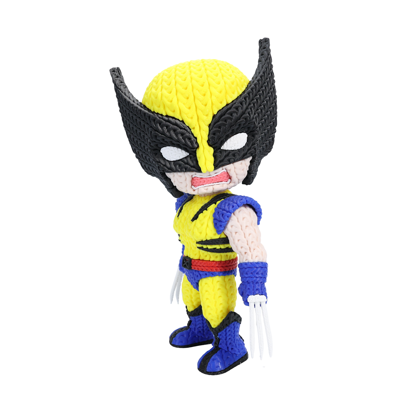 Wolverine Inspired 3D Printed Figure – Crochet Texture Style – Superhero Fan Art Display – 6" or 8"