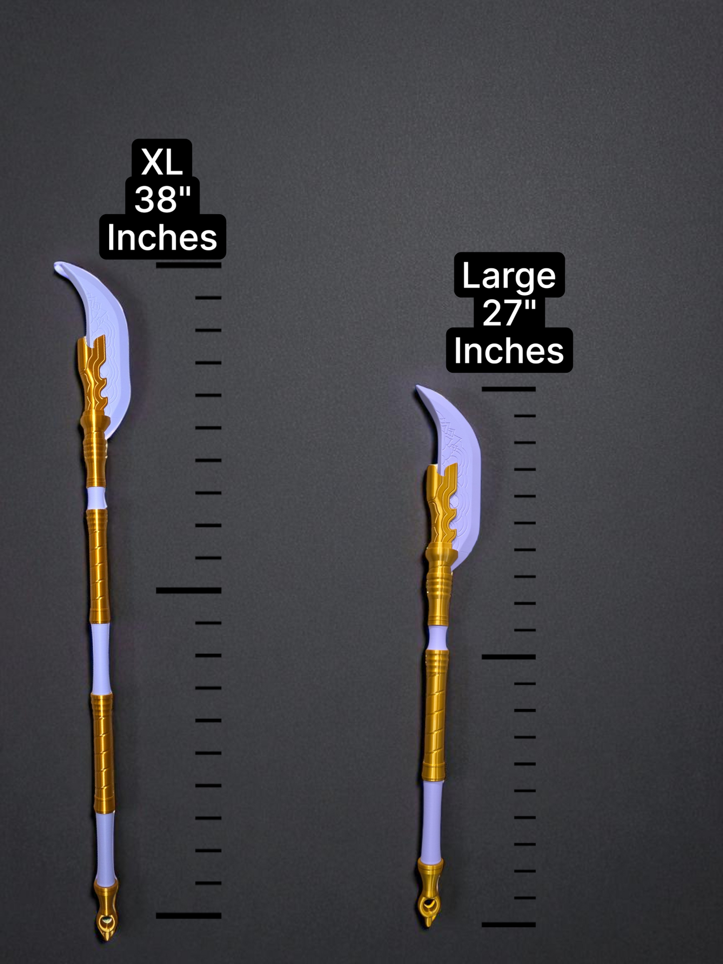 K-Pop Demon Hunter Mira Glaive | 3D Printed Fantasy Cosplay Weapon | XL 38" or LRG 27" | Purple & Gold Collectible Prop