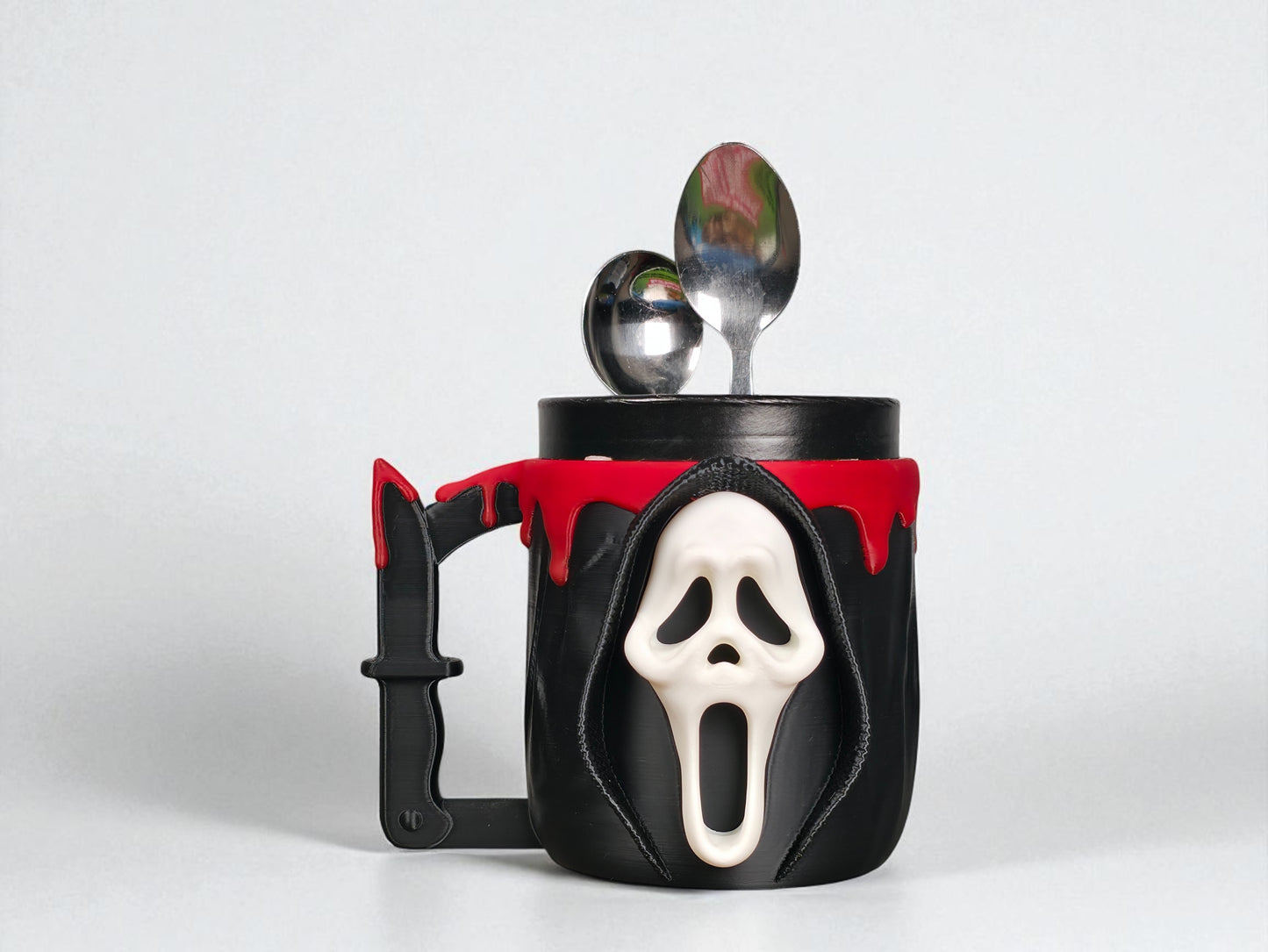 Horror Ghostface Ice Cream Pint Holder β Knife Handle & Spoon Slots