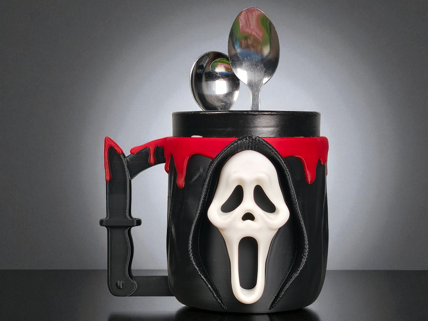 Horror Ghostface Ice Cream Pint Holder β Knife Handle & Spoon Slots