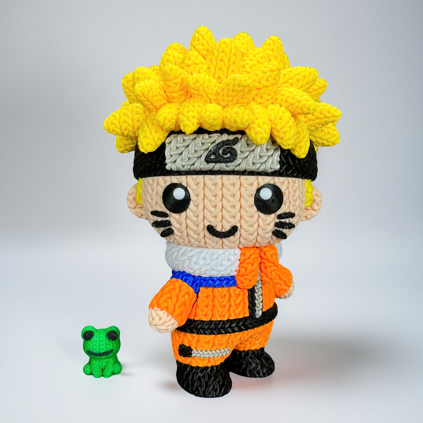 Naruto Inspired 3D Printed Figure – Crochet Texture Style – Anime Ninja Fan Art – 6" or 8"