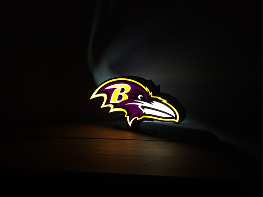 3D Printed Baltimore Ravens LED Light Box - Perfect Gift for NFL Football Lovers