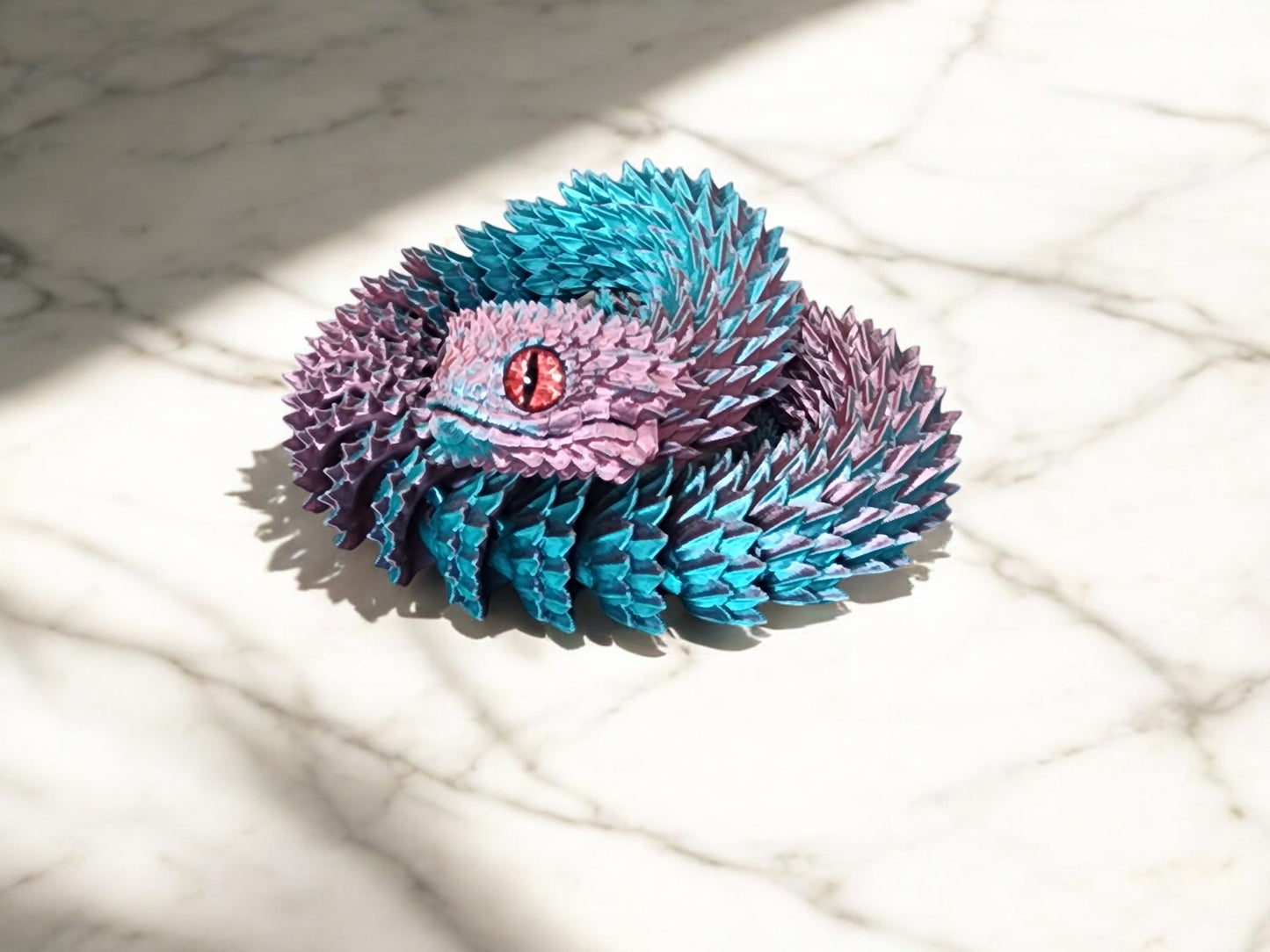 3D-Printed Brush Viper – 24” Flexible Snake Model | Movable Mouth & Fangs | Glass Eyes | Silk Color Options