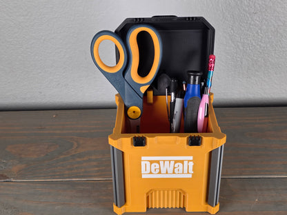 DeWalt-Inspired Mini Crate Desk Organizer 3D Printed Tool Box Style Compact & Convenient for Home Office Use