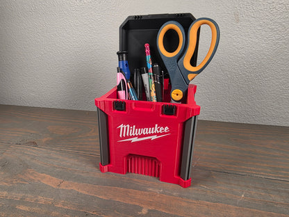 Milwaukee Tools 3D Printed Mini Packout Storage Box – Compact Desk Caddy & Display Prop for Tools & Decor