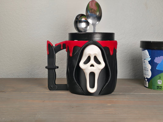 Horror Ghostface Ice Cream Pint Holder – Knife Handle & Spoon Slots