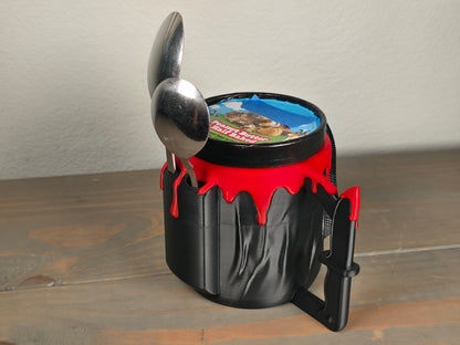 Horror Ghostface Ice Cream Pint Holder – Knife Handle & Spoon Slots