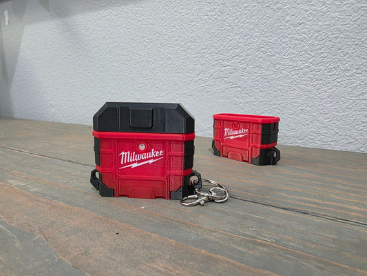 Milwaukee Inspired Packout Air Pods Pro Case - 3D Printed Tool Crate Style with Snap-Fit Lid & Keychain Loop for Air Pods Pro