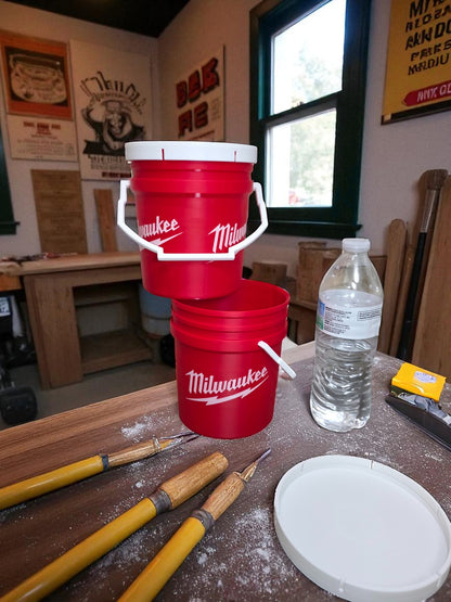 3D-Printed Milwaukee-Inspired Mini Bucket with Lid | Desk & Shop Storage