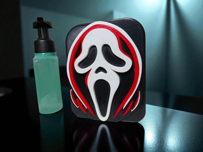 3D-Printed Ghostface Soap Dispenser Cover | Horror Fan Halloween Bathroom Decor