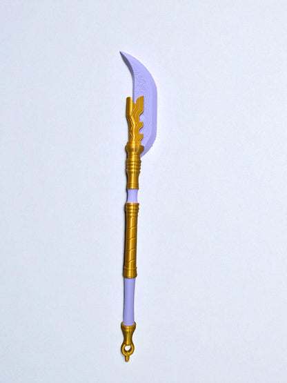 K-Pop Demon Hunter Mira Glaive | 3D Printed Fantasy Cosplay Weapon | XL 38" or LRG 27" | Purple & Gold Collectible Prop